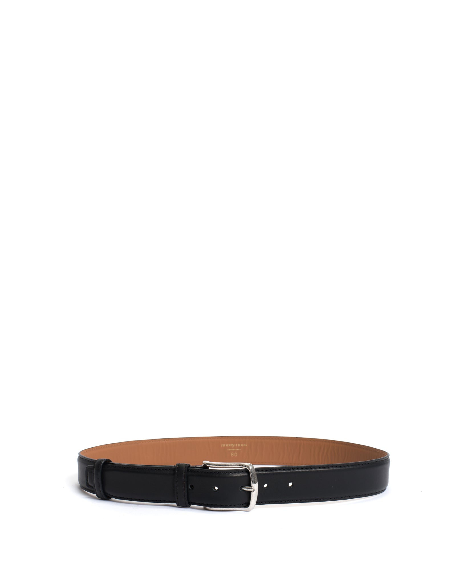 Quinn classic unisex leather belt Soft calf Black & silver buckle