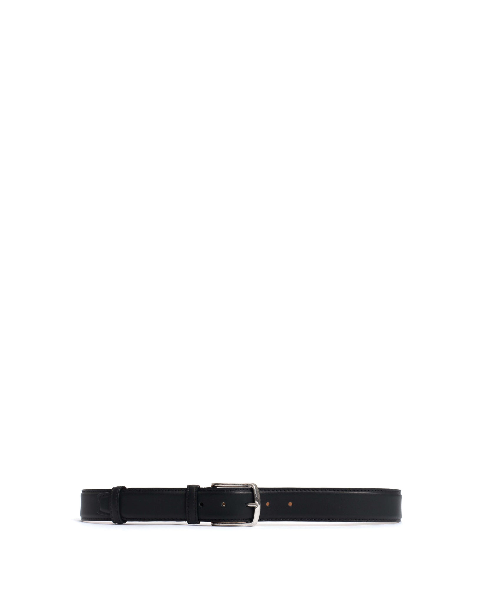 Quinn classic unisex leather belt Soft calf Black & silver buckle