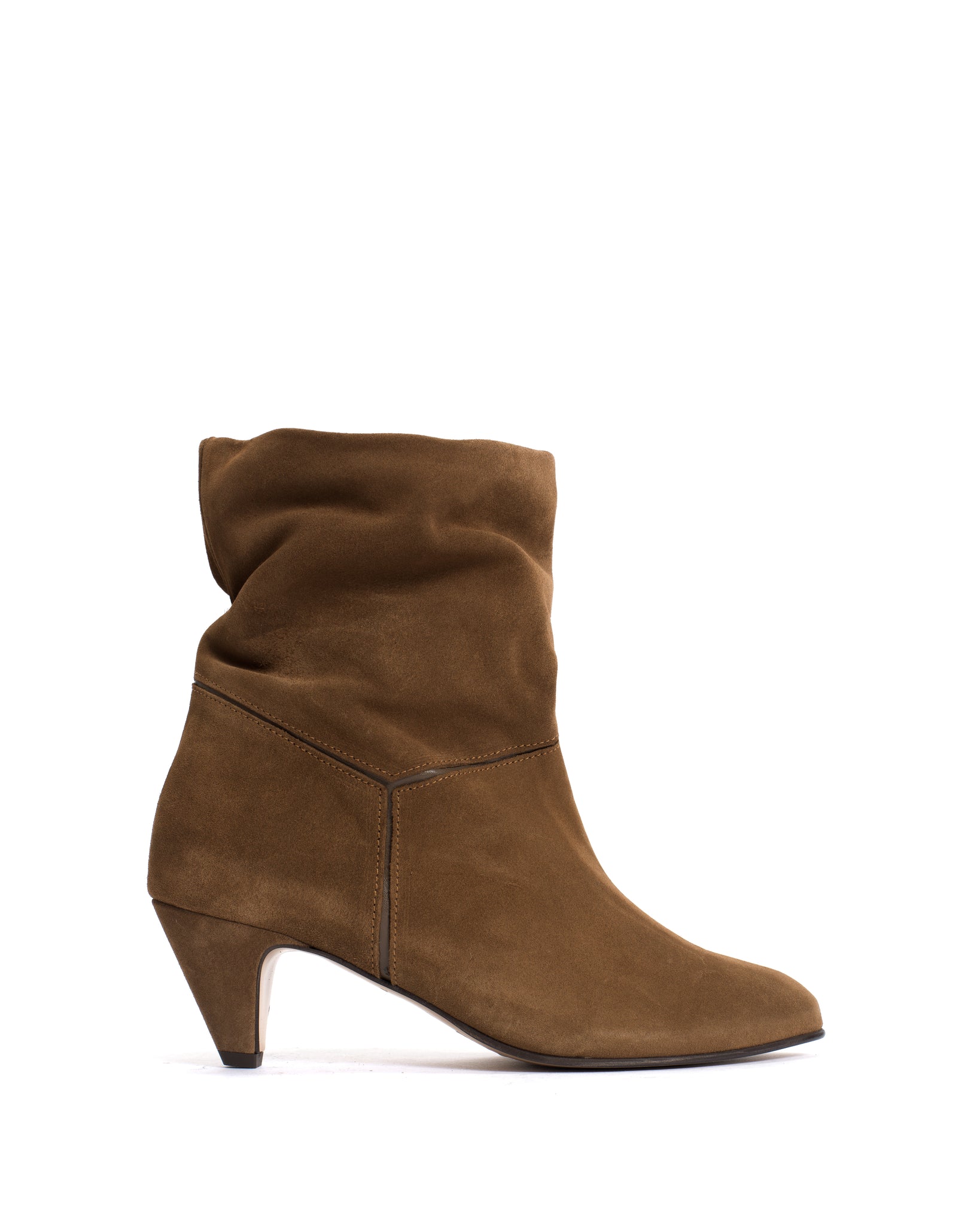 Jassi 50 stiletto Calf suede & sleek leather Cinnamon & Dark taupe