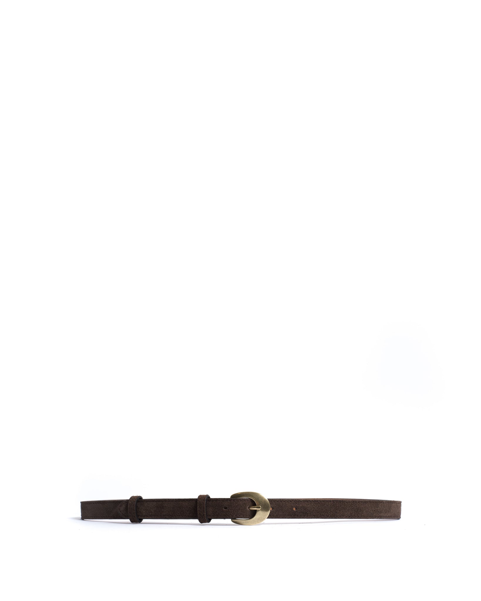 Aris unisex leather belt Calf suede Coffee brown & gold buckle