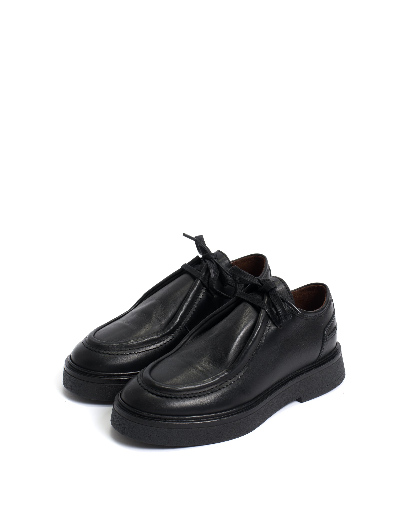 Chez flat platform Vegetable tanned calf & Sole Black & black