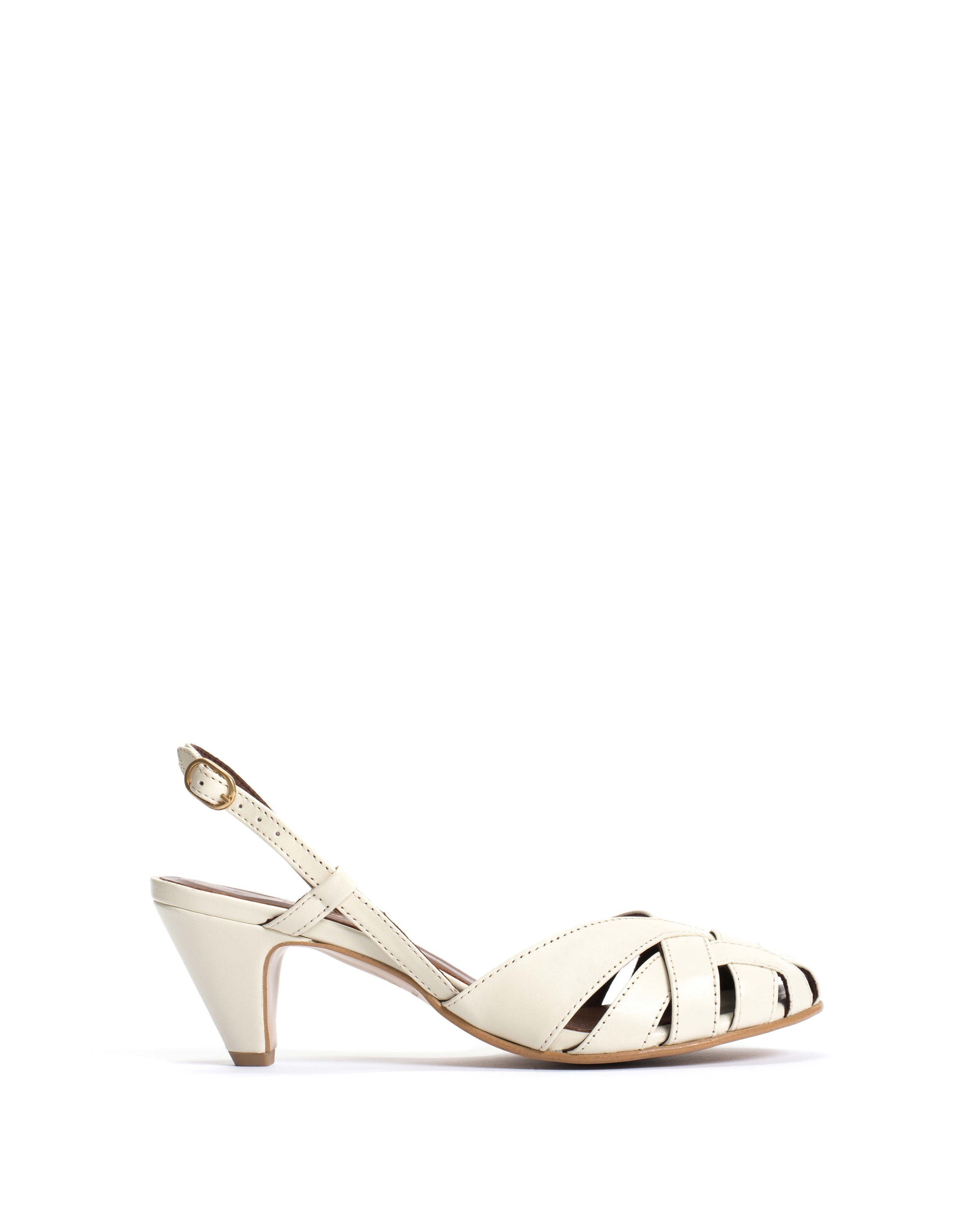 Banie 50 stiletto Shiny lamb White sand