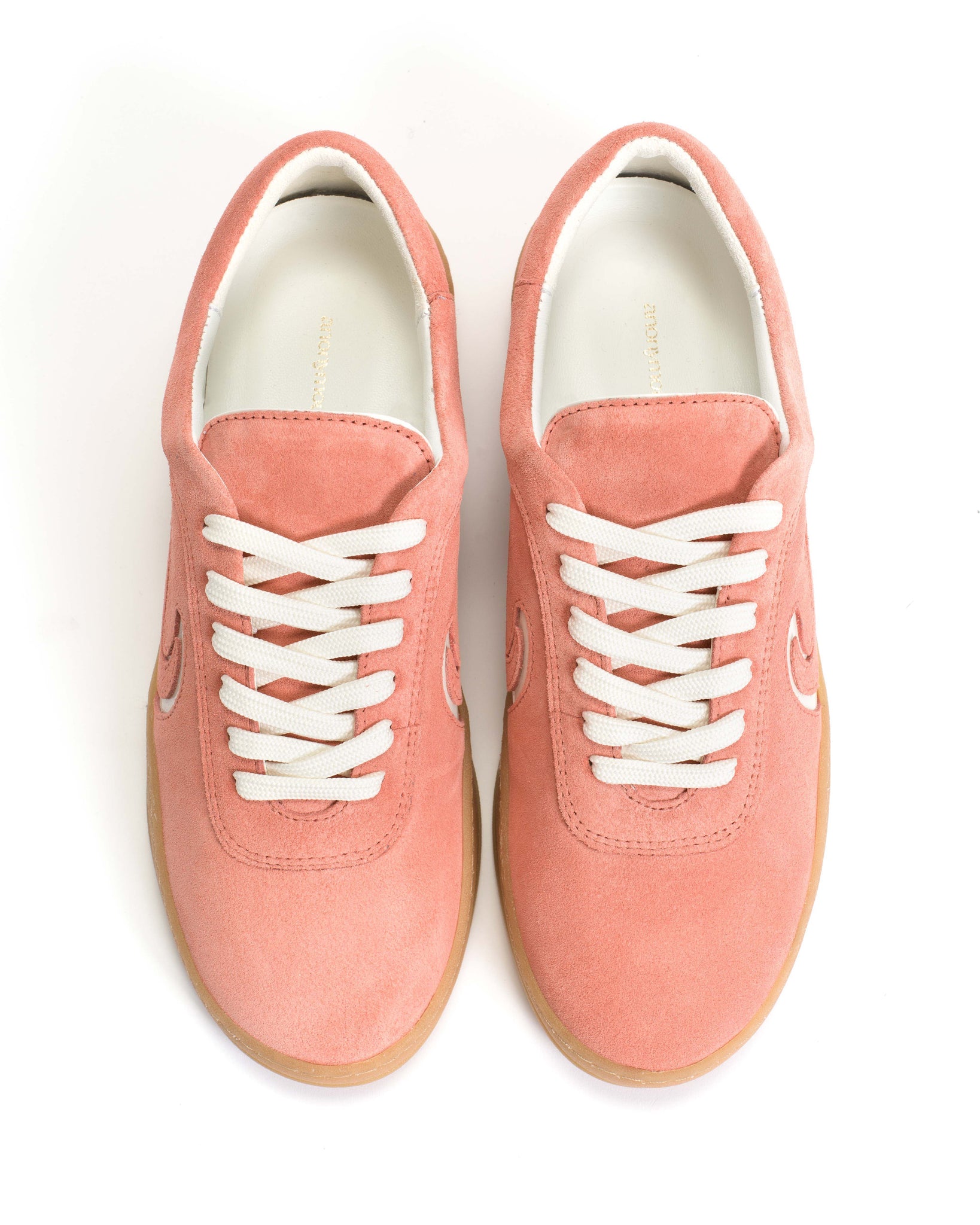 Blaire Calf suede & polished soft calf Coral pink & sand white