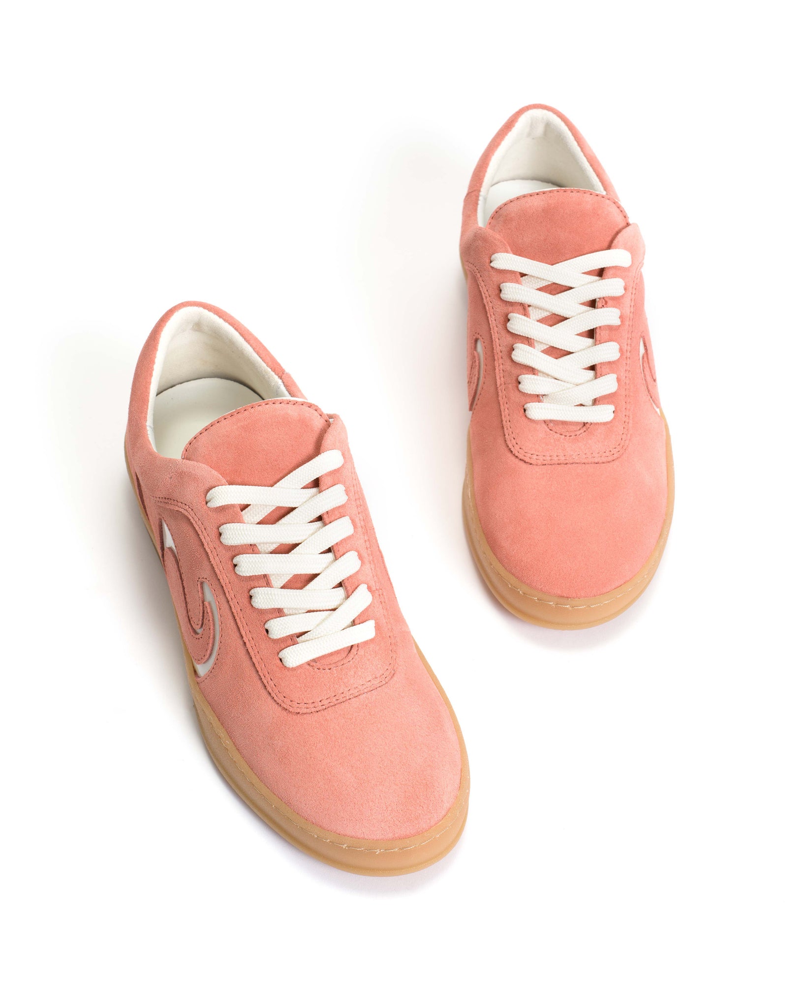 Blaire Calf suede & polished soft calf Coral pink & sand white