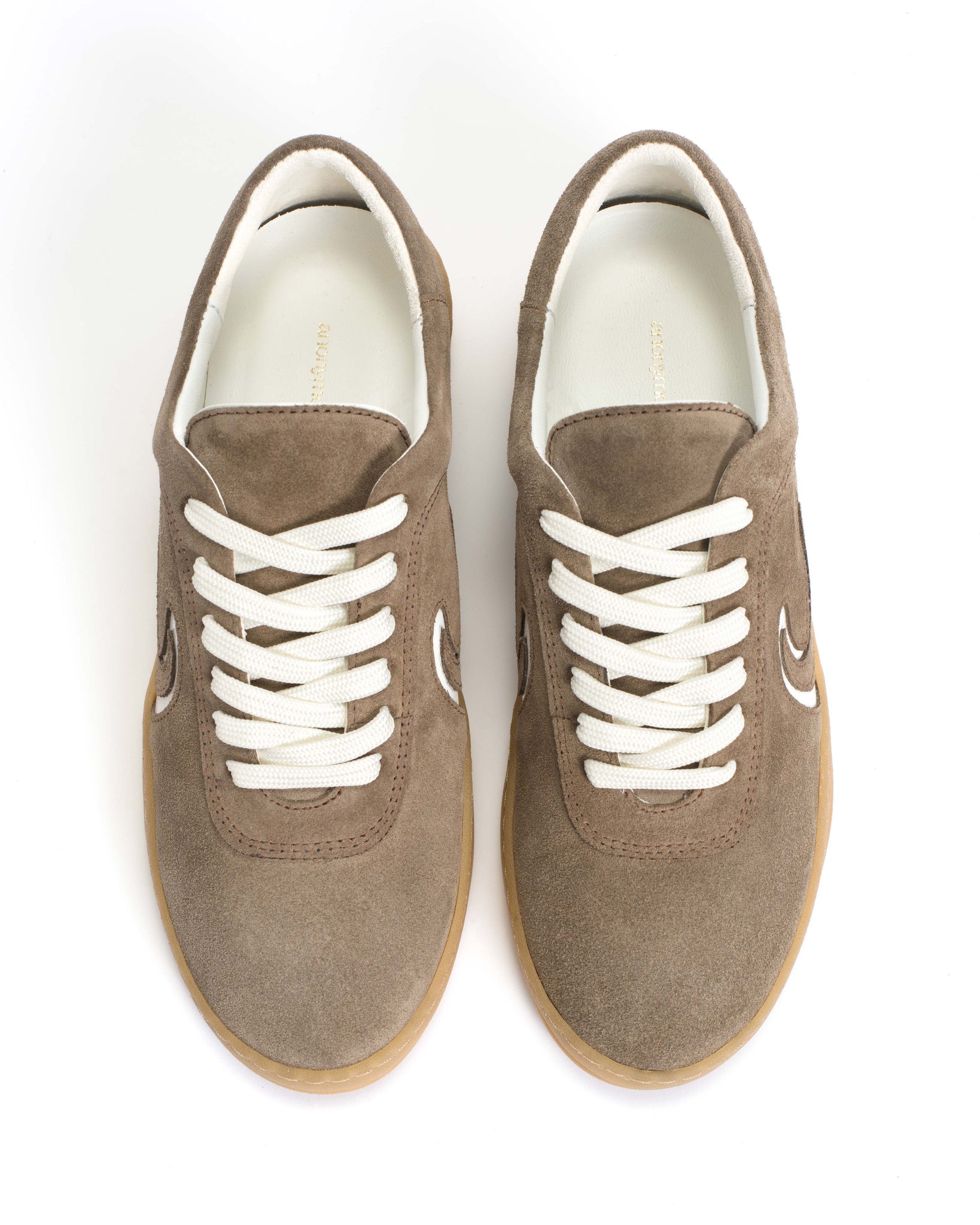 Blaire Calf suede & polished soft calf Dark taupe & white sand