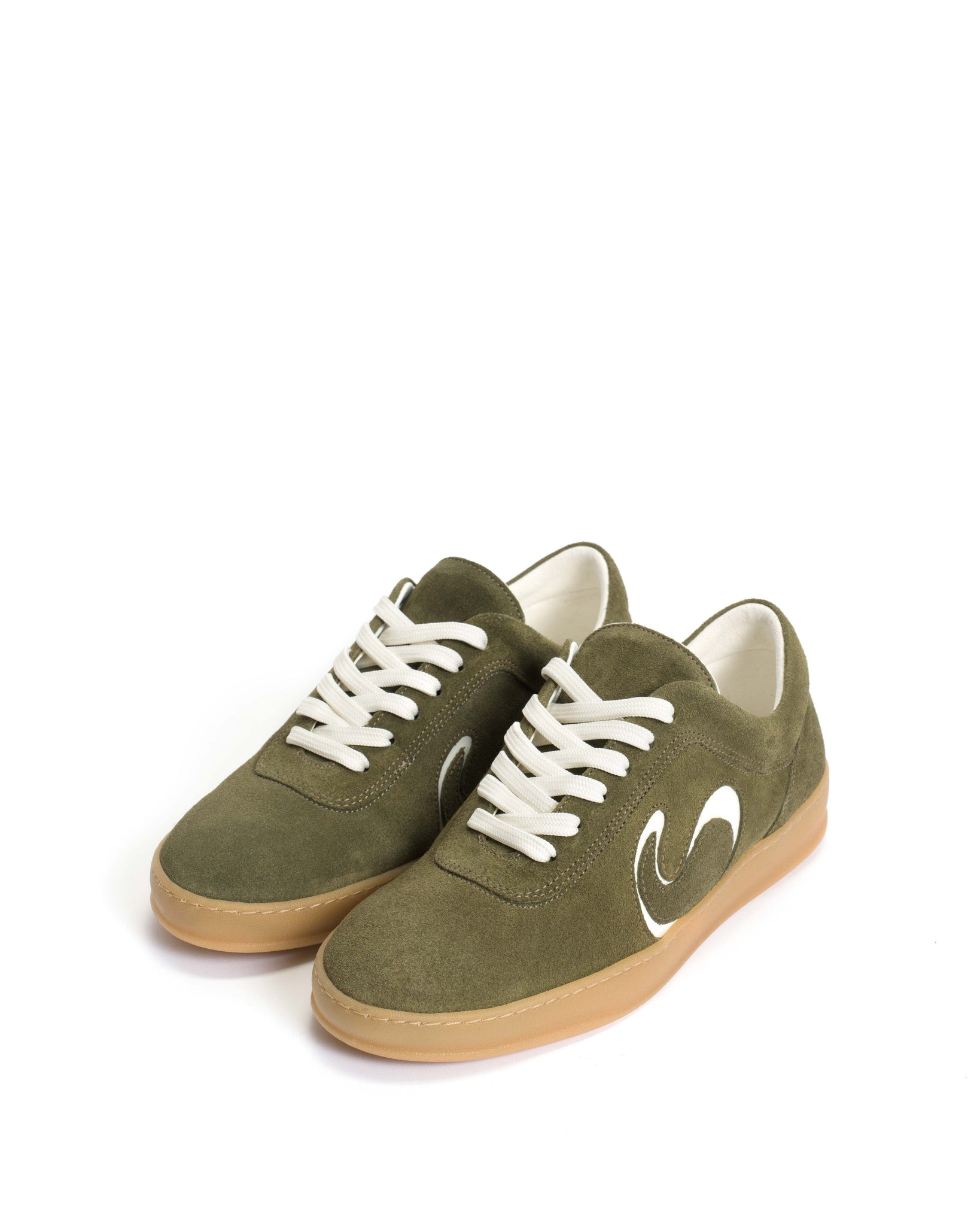 Blaire Calf suede & polished soft calf Olive green & white sand