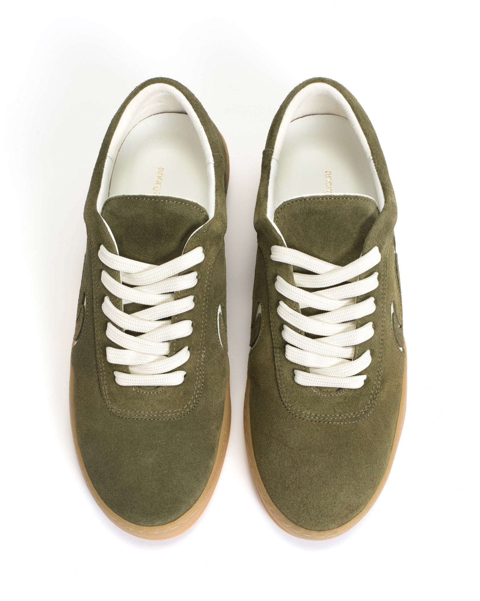 Blaire Calf suede & polished soft calf Olive green & white sand