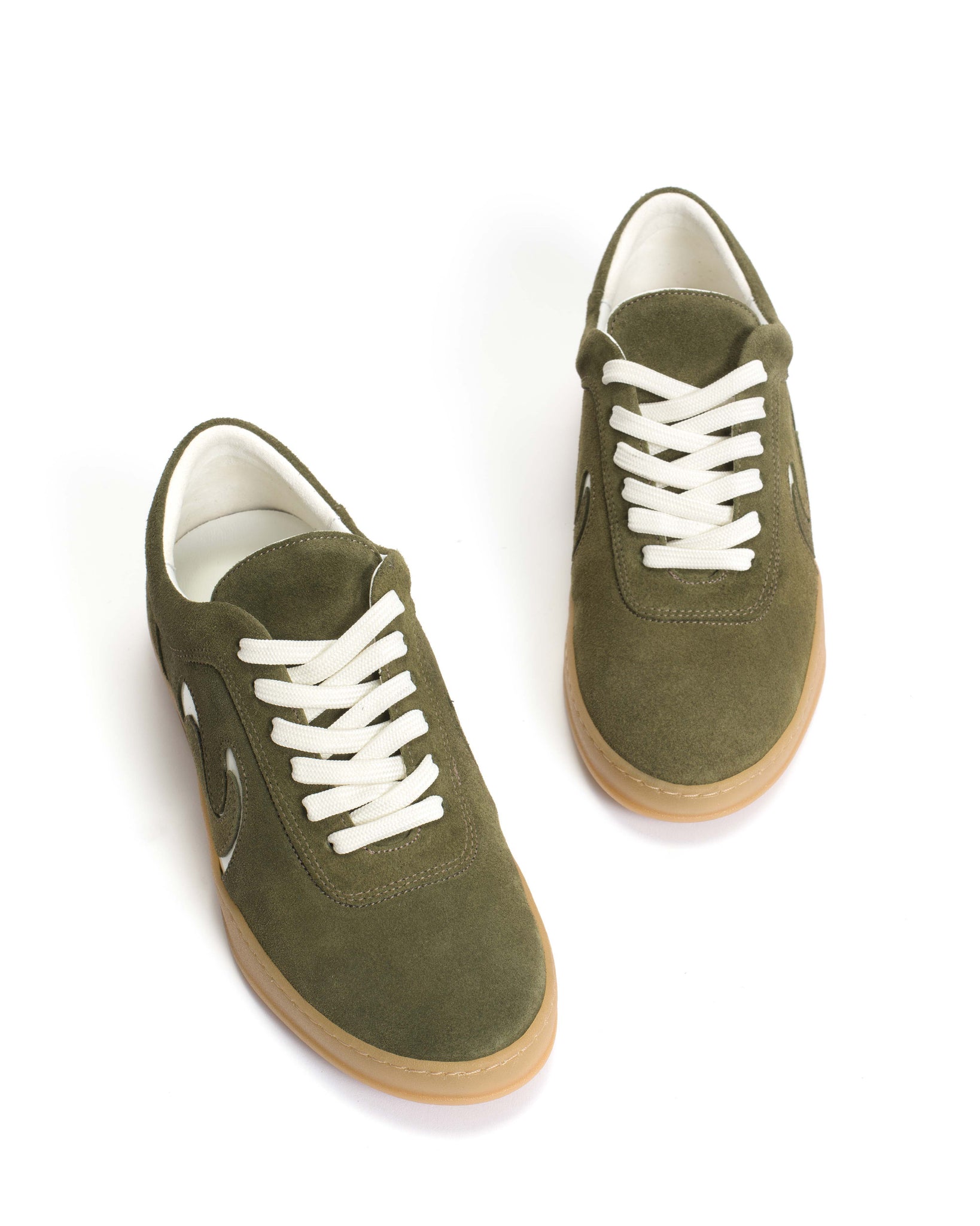 Blaire Calf suede & polished soft calf Olive green & white sand