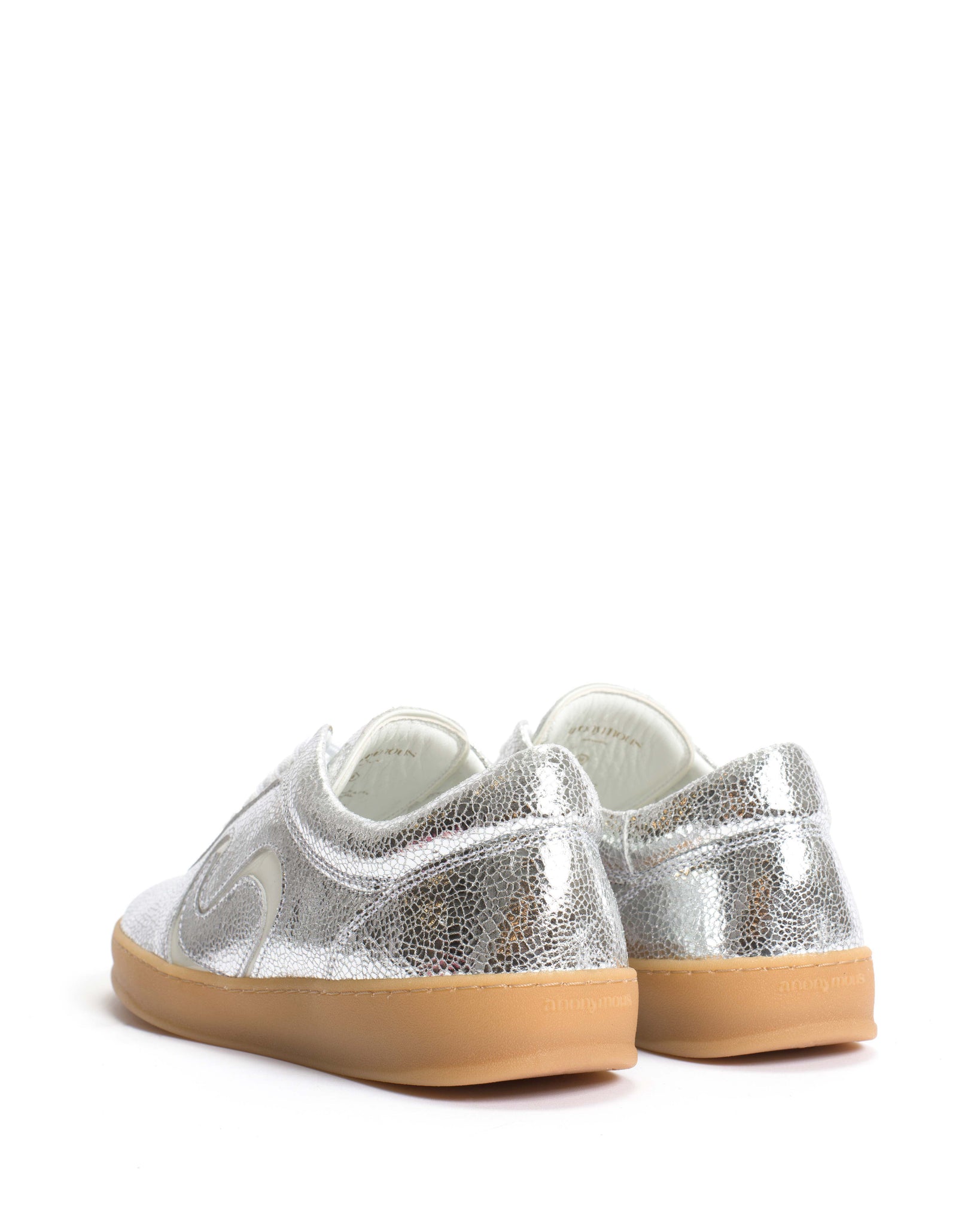 Blaire Crackled metallic goat & polished soft calf Silver & sand white