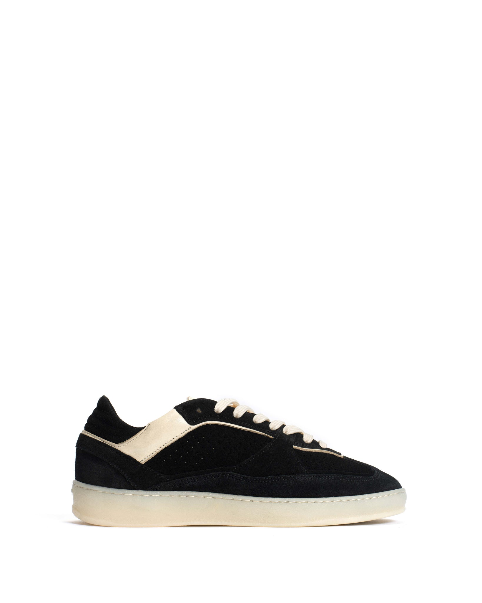 Dabbie Calf suede & sleek leather Black & white sand