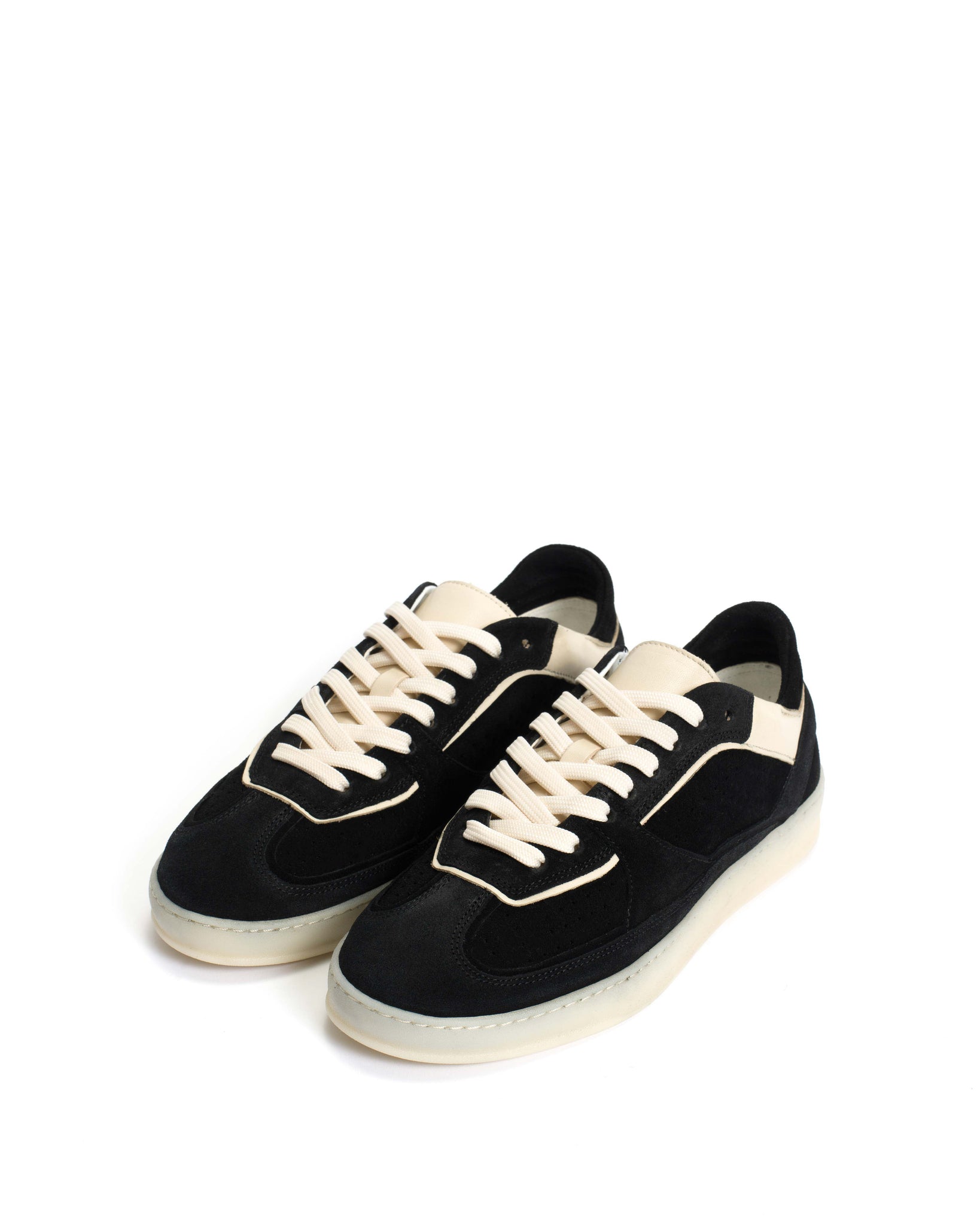 Dabbie Calf suede & sleek leather Black & white sand