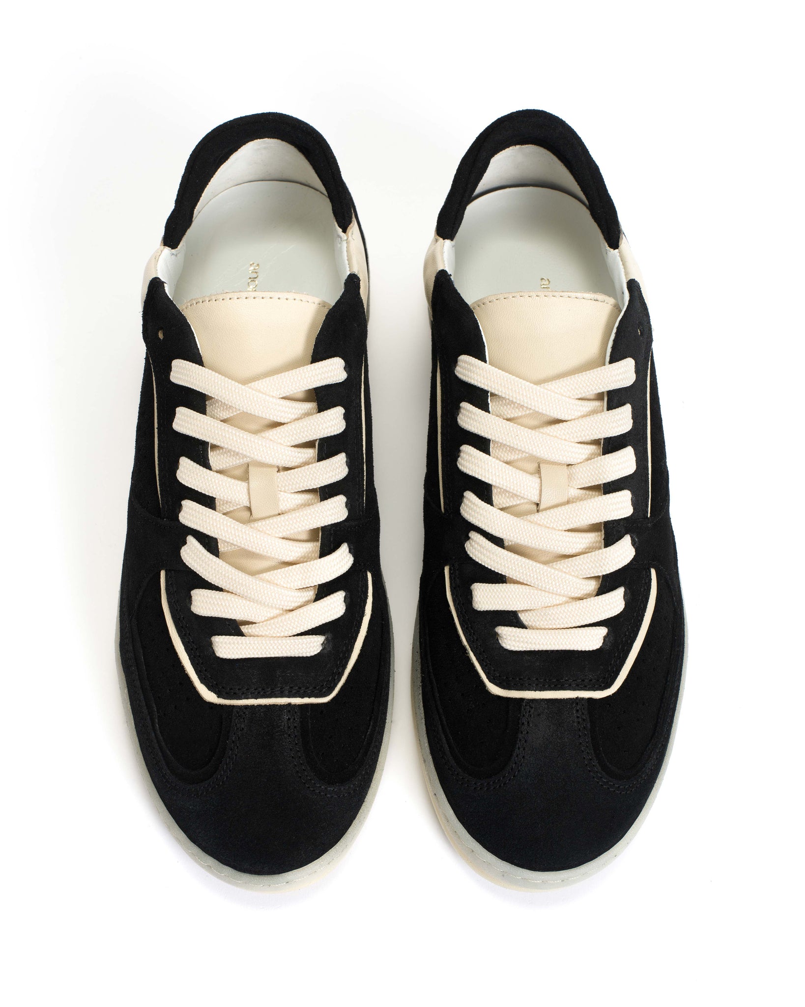 Dabbie Calf suede & sleek leather Black & white sand