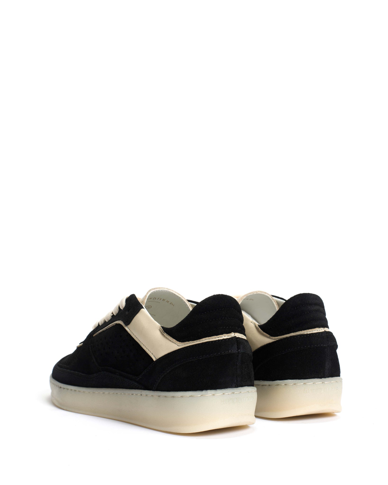 Dabbie Calf suede & sleek leather Black & white sand