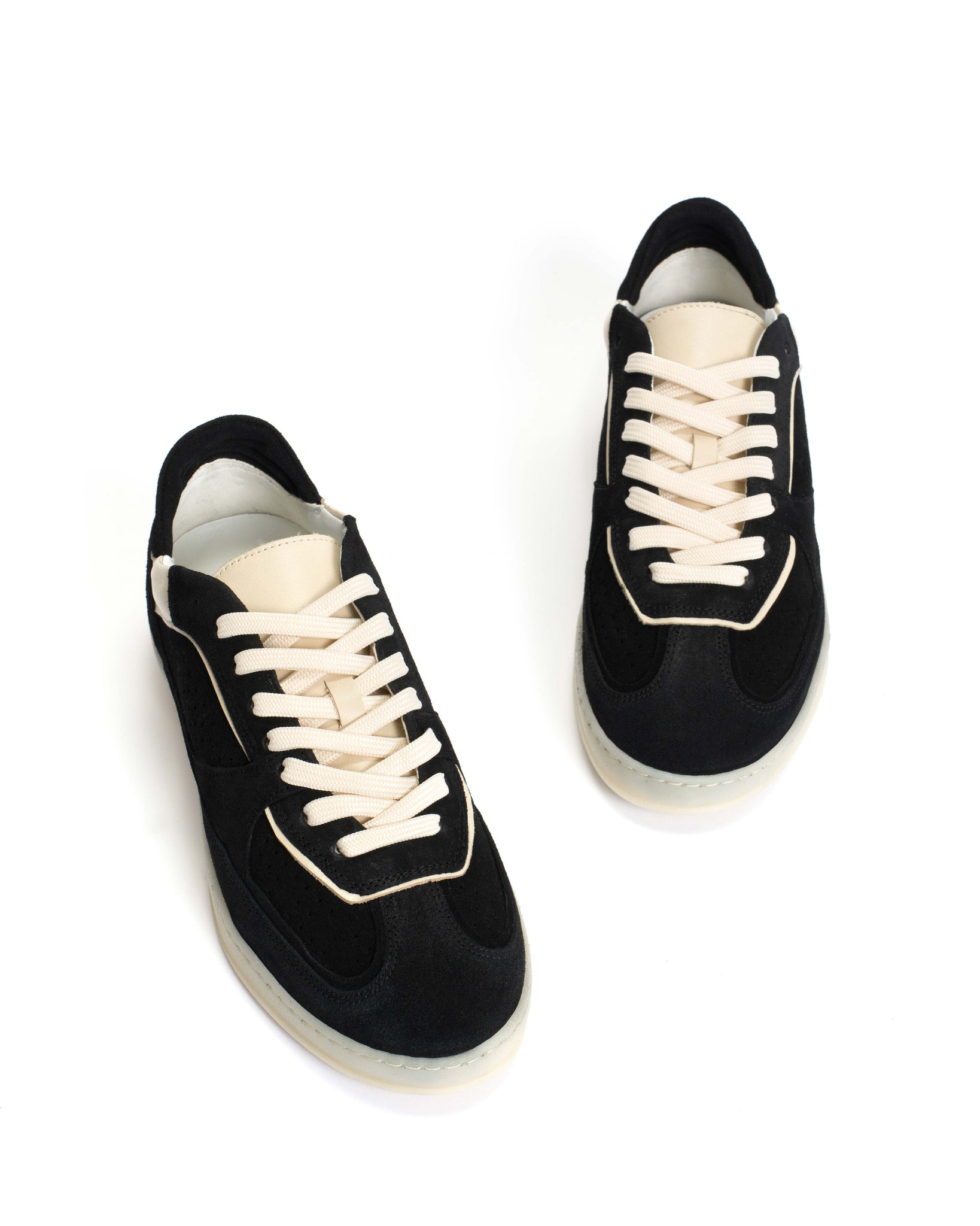 Dabbie Calf suede & sleek leather Black & white sand