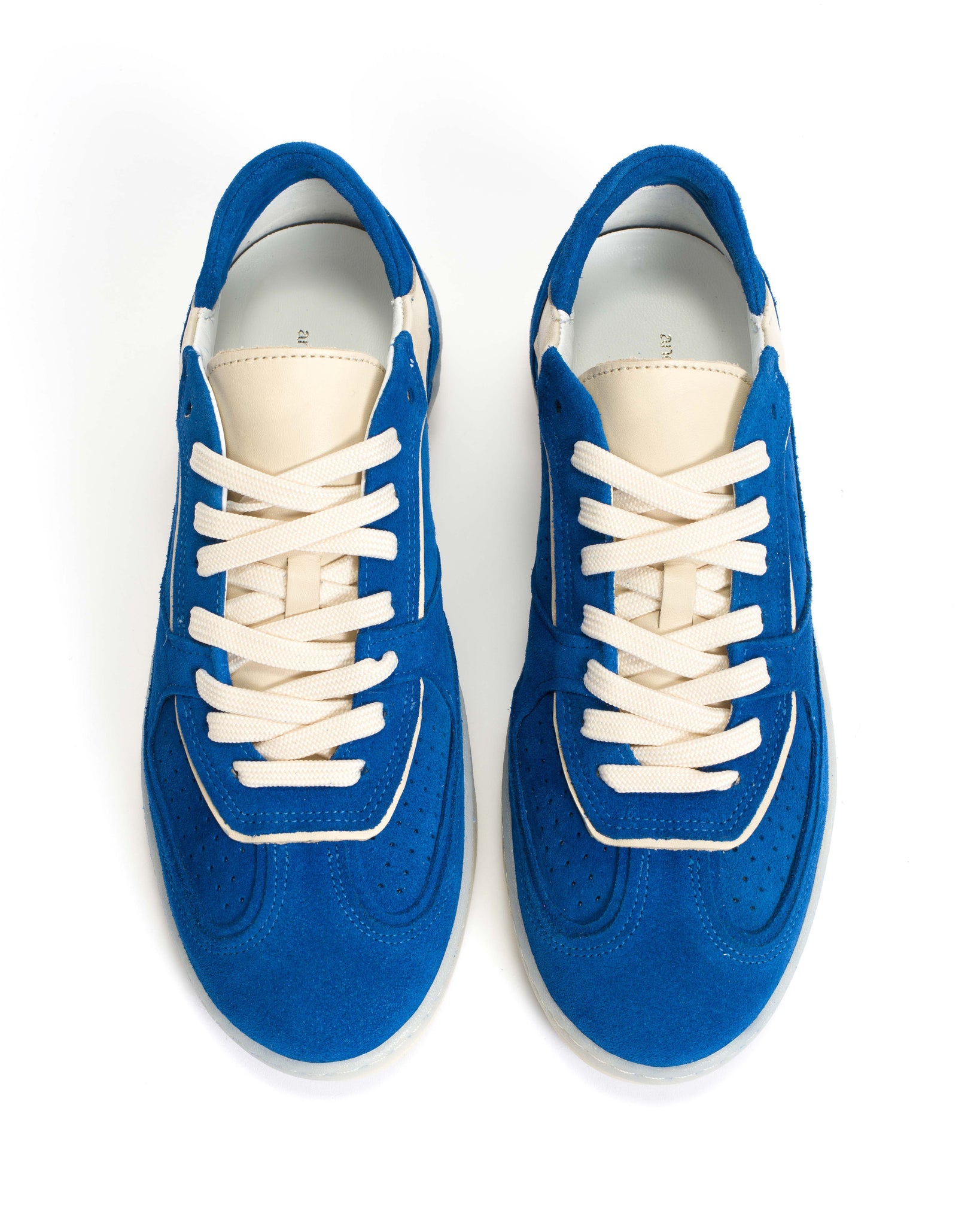 Dabbie Calf suede & sleek leather Electric blue & white sand