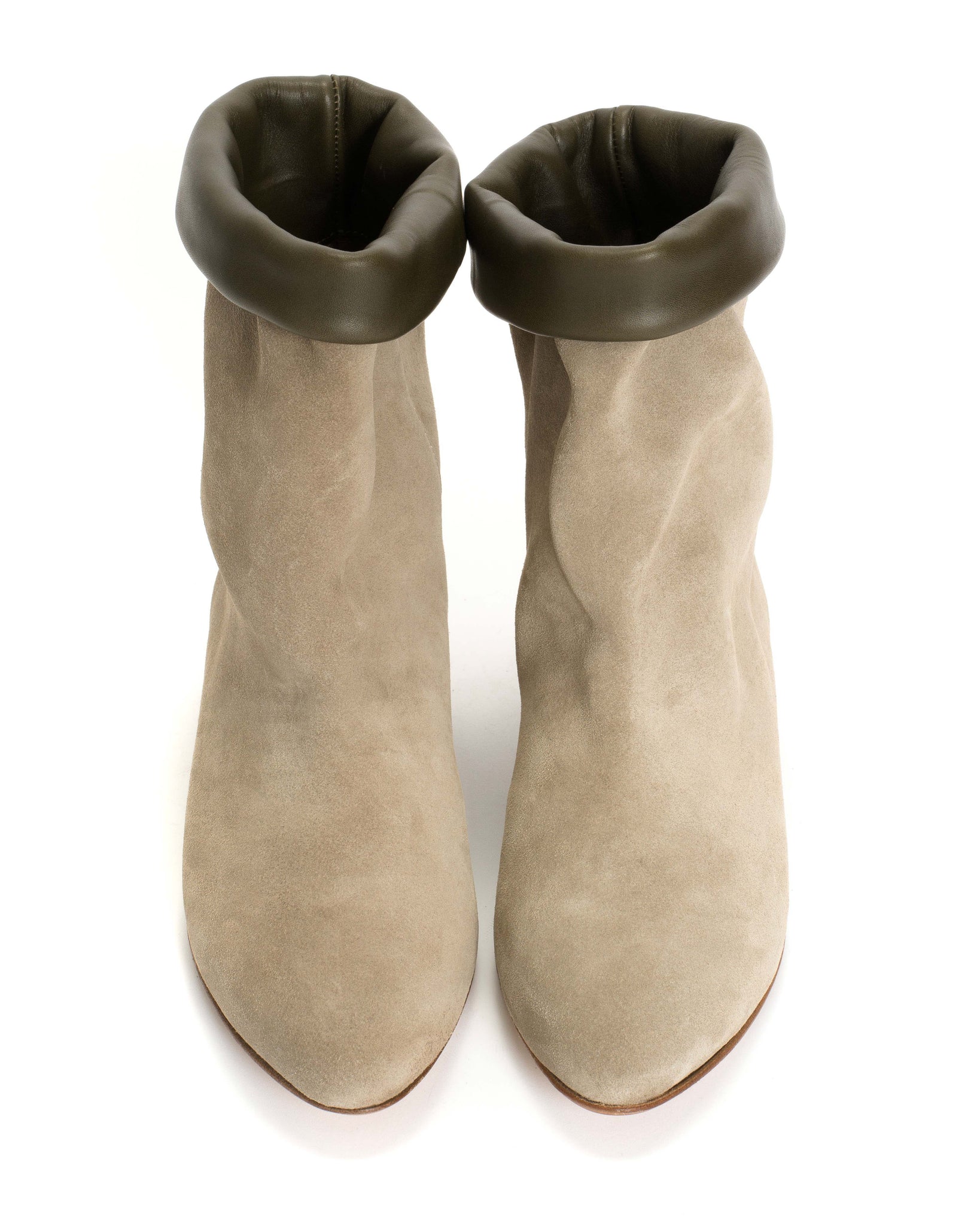 Daisy 20 Calf suede & sleek leather Sage grey & olive green - Anonymous Copenhagen