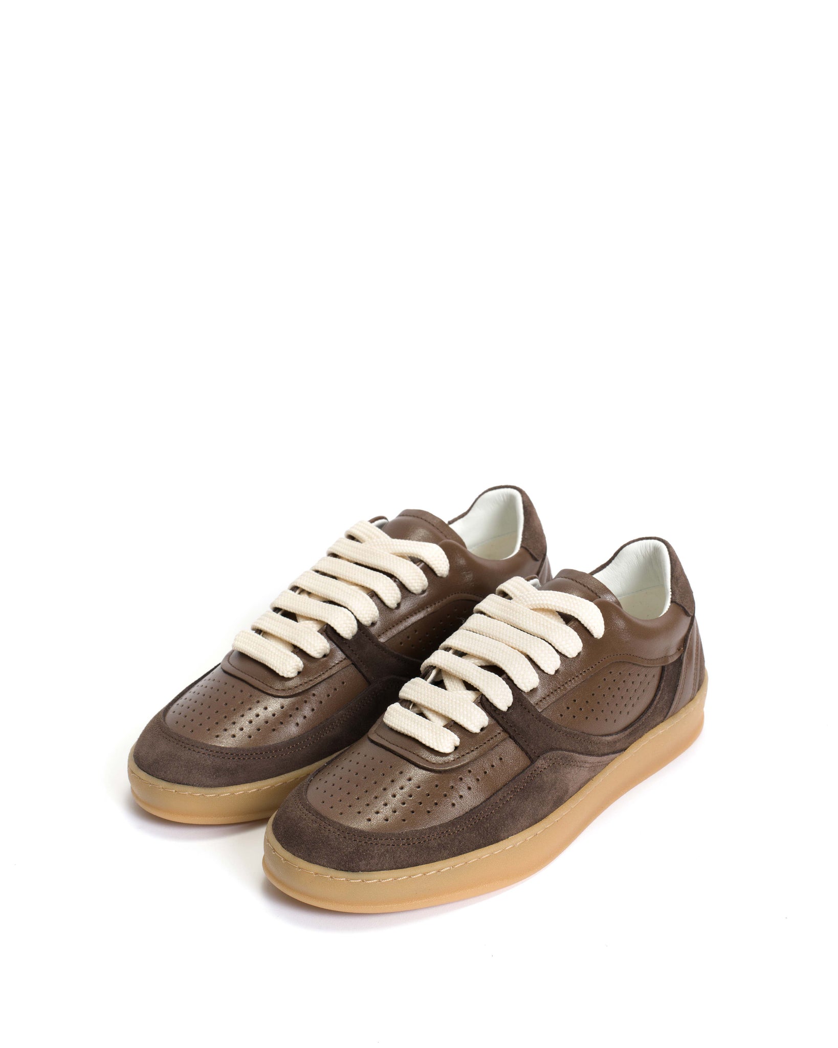 Elevate Soft calf & suede leather Dark taupe & coffee brown