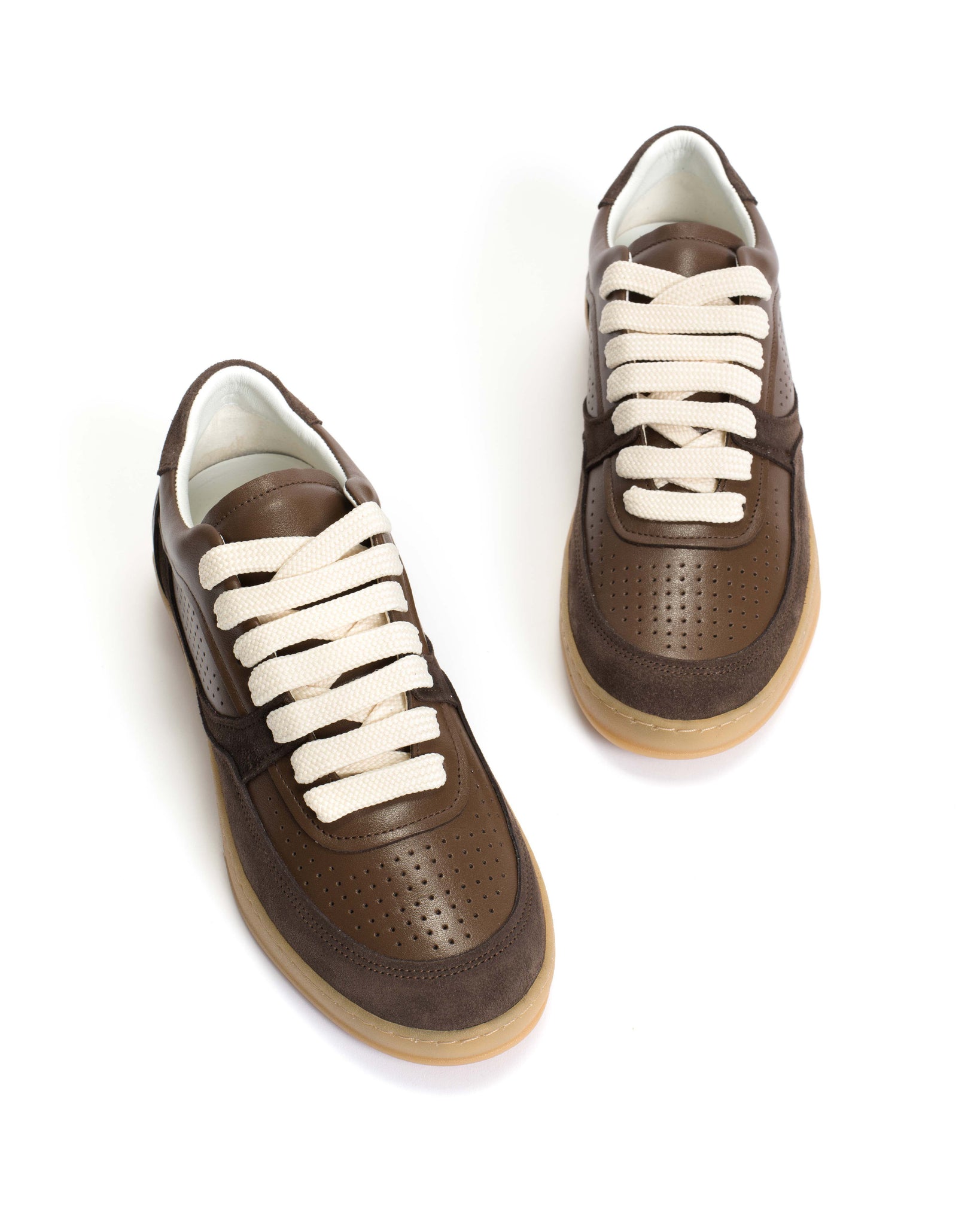 Elevate Soft calf & suede leather Dark taupe & coffee brown