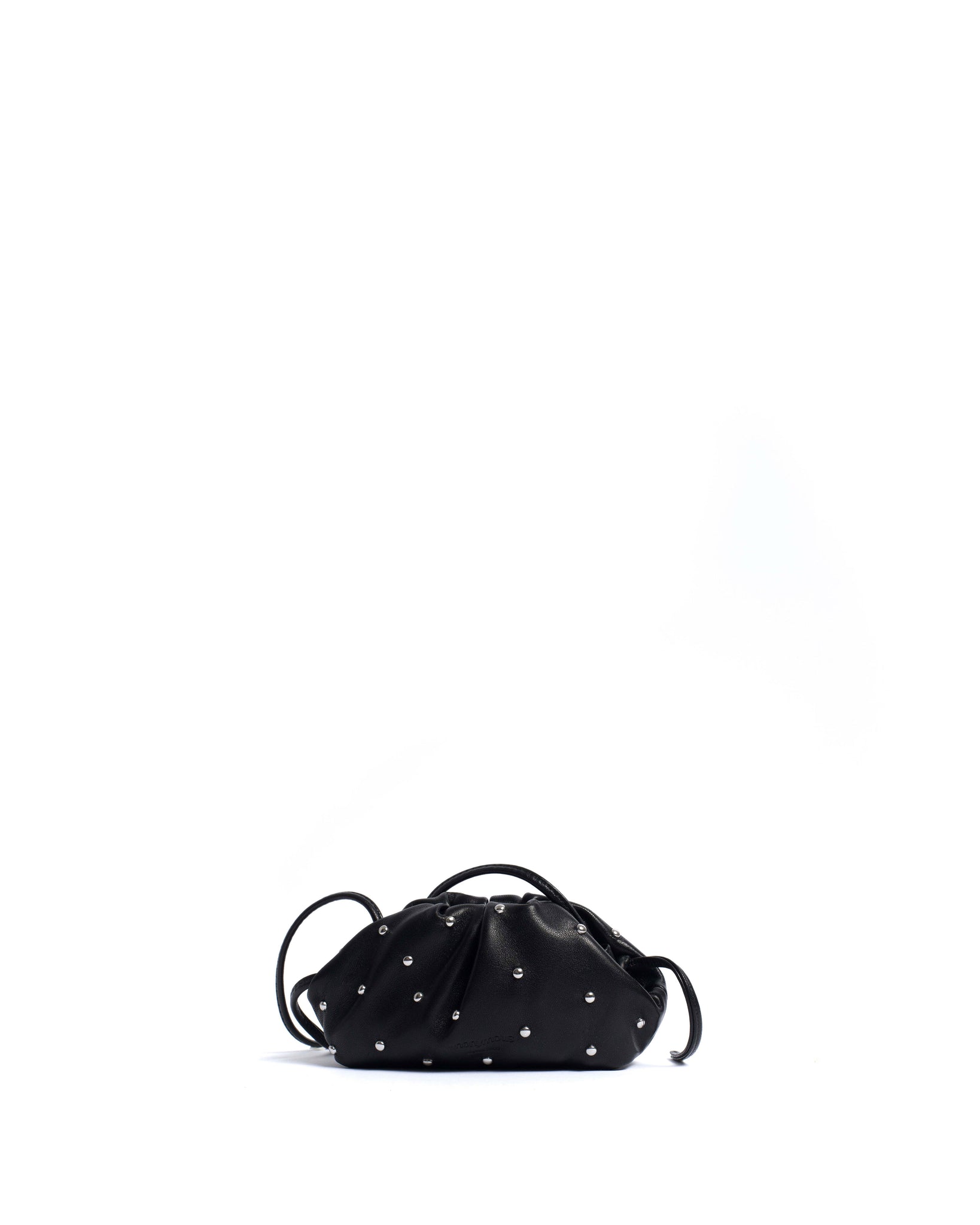 Enuice petite purse Stud-embellished silky lamb Black silver