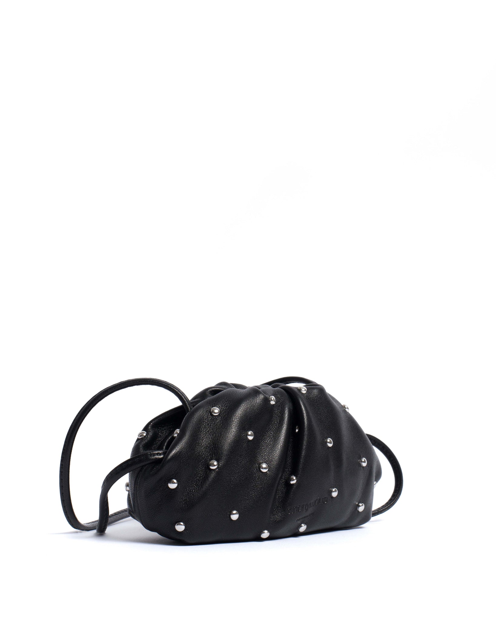 Enuice petite purse Stud-embellished silky lamb Black silver