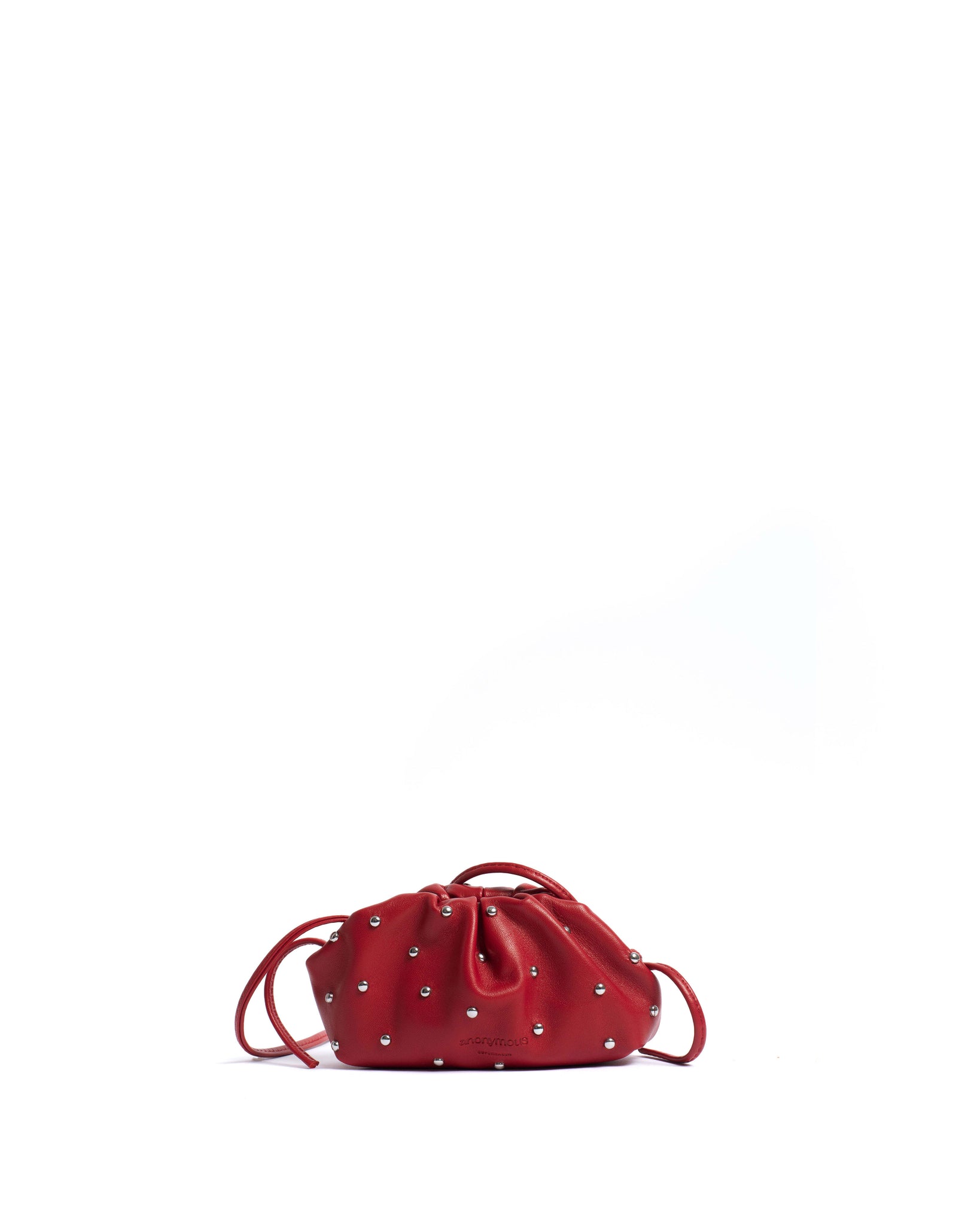 Enuice petite purse Stud-embellished silky lamb Ruby red silver