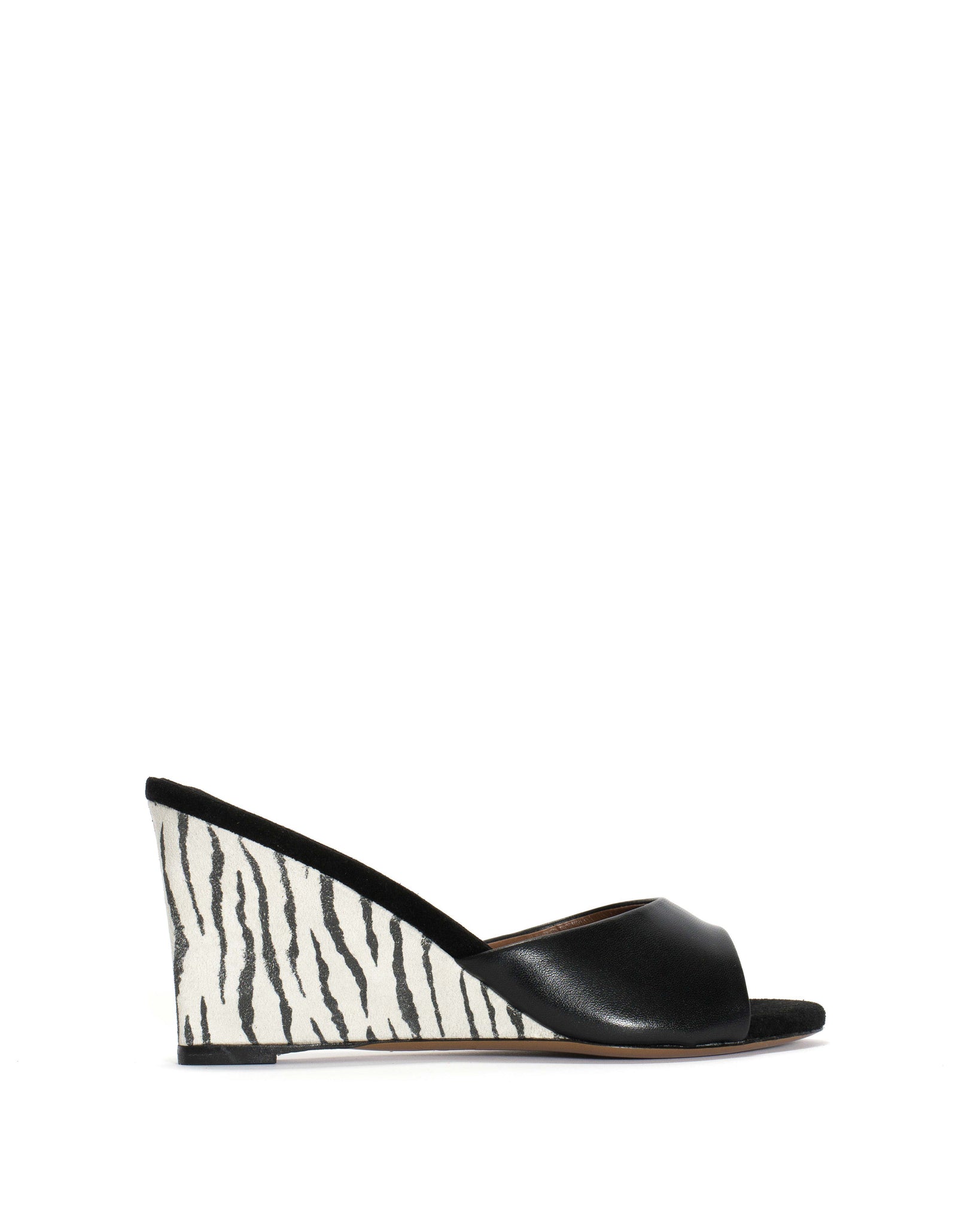 Gwen 75 wedge Shiny lamb & calf suede print Black & zebra - Anonymous Copenhagen