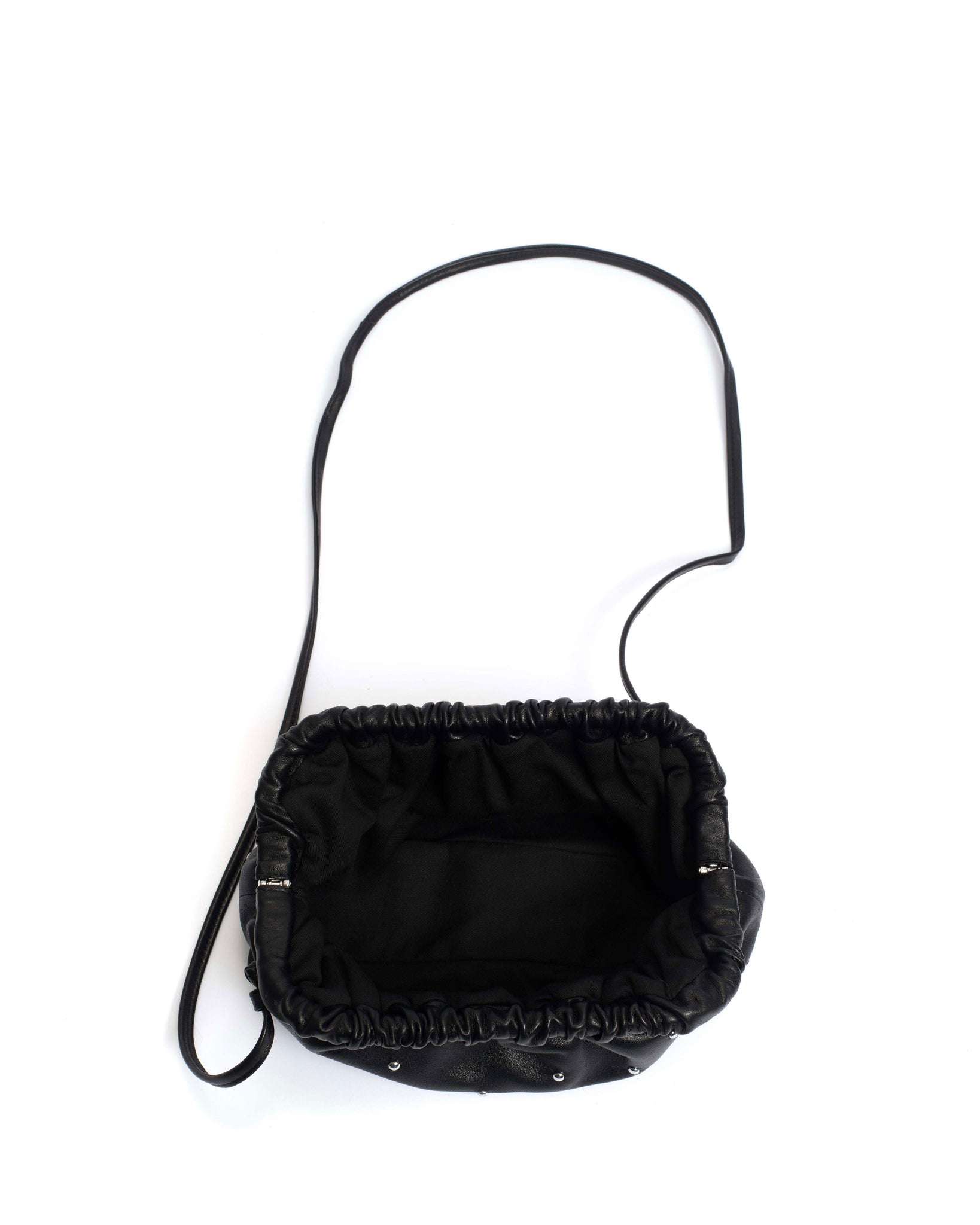 Hally grand cloud bag Stud-embellished shiny lamb Black silver