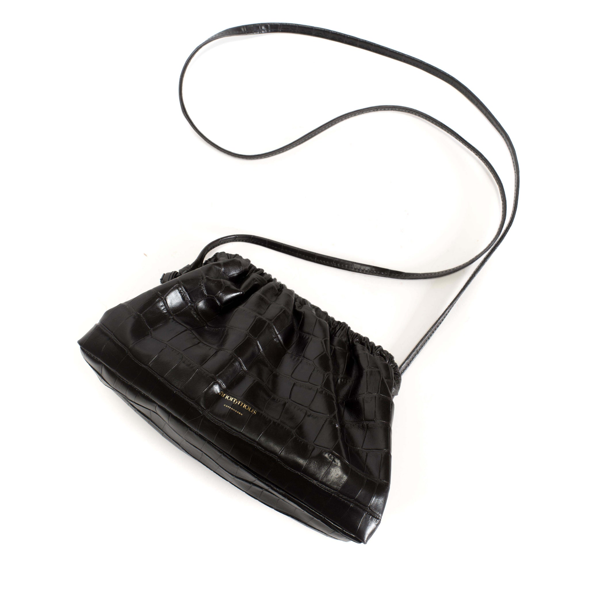 Hally petite cloud bag Croco calf Black - Anonymous Copenhagen