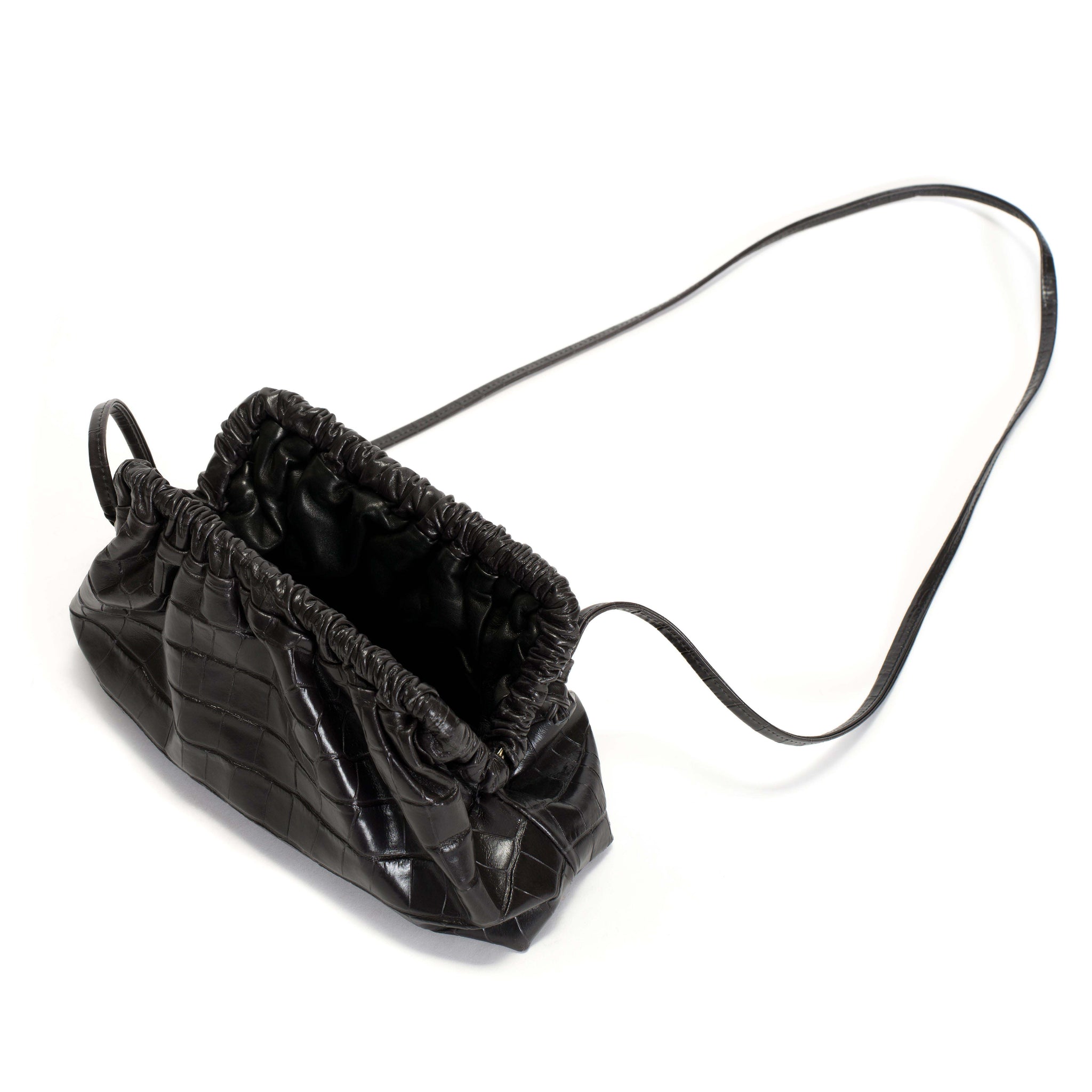 Hally petite cloud bag Croco calf Black - Anonymous Copenhagen