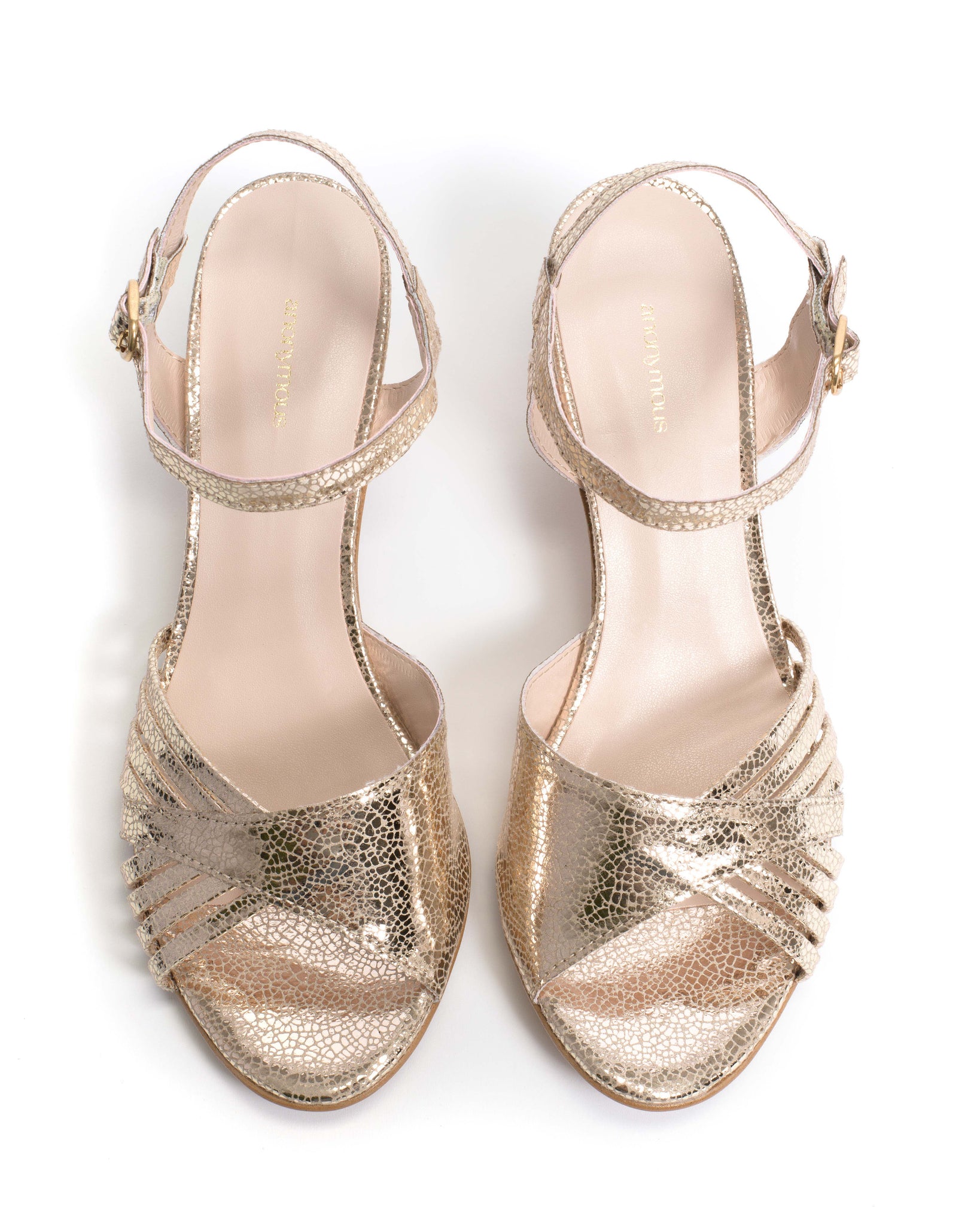 Hermine Crackled metallic vegan Champagne