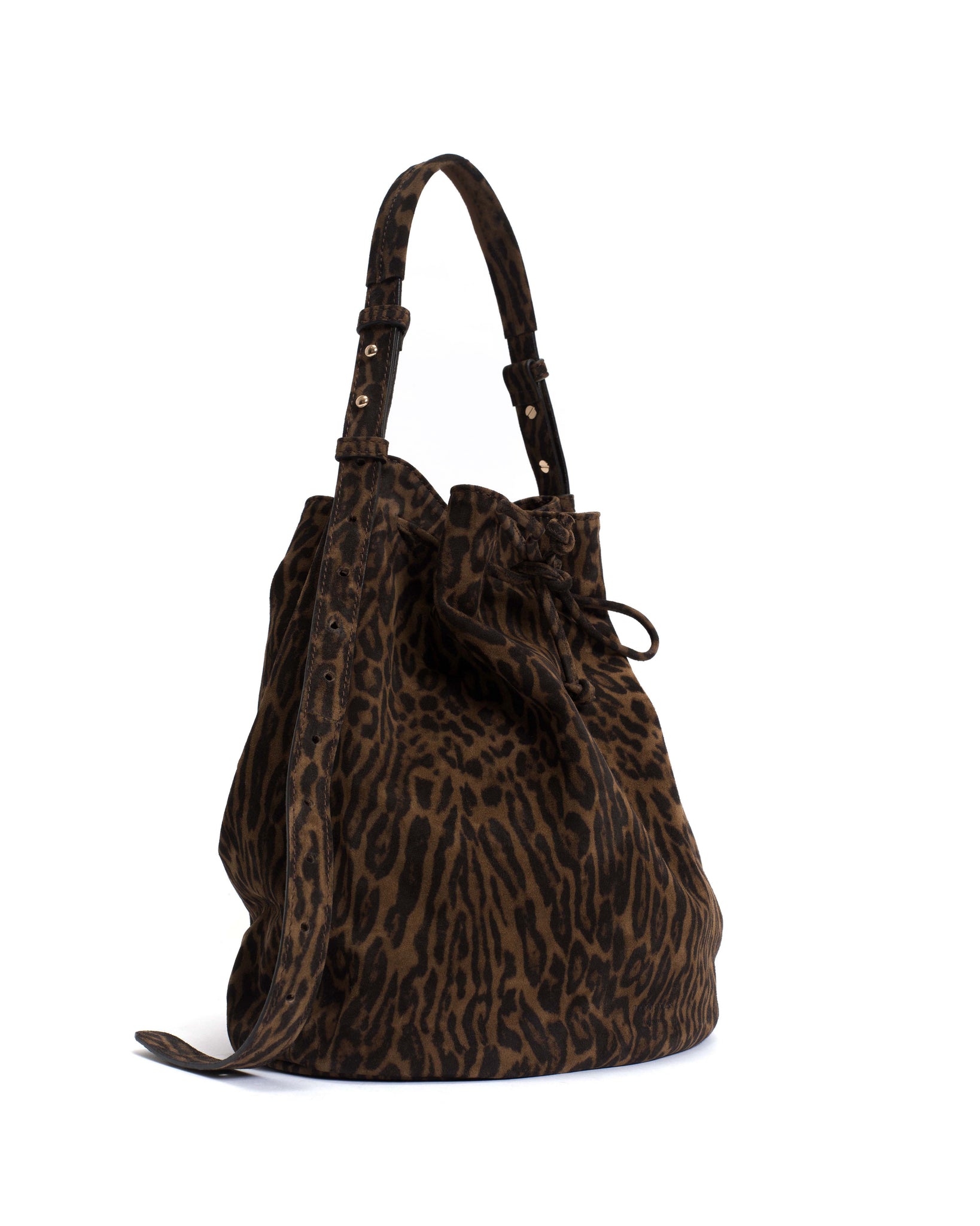 Kacey grand bucket bag Calf suede print Jaguar