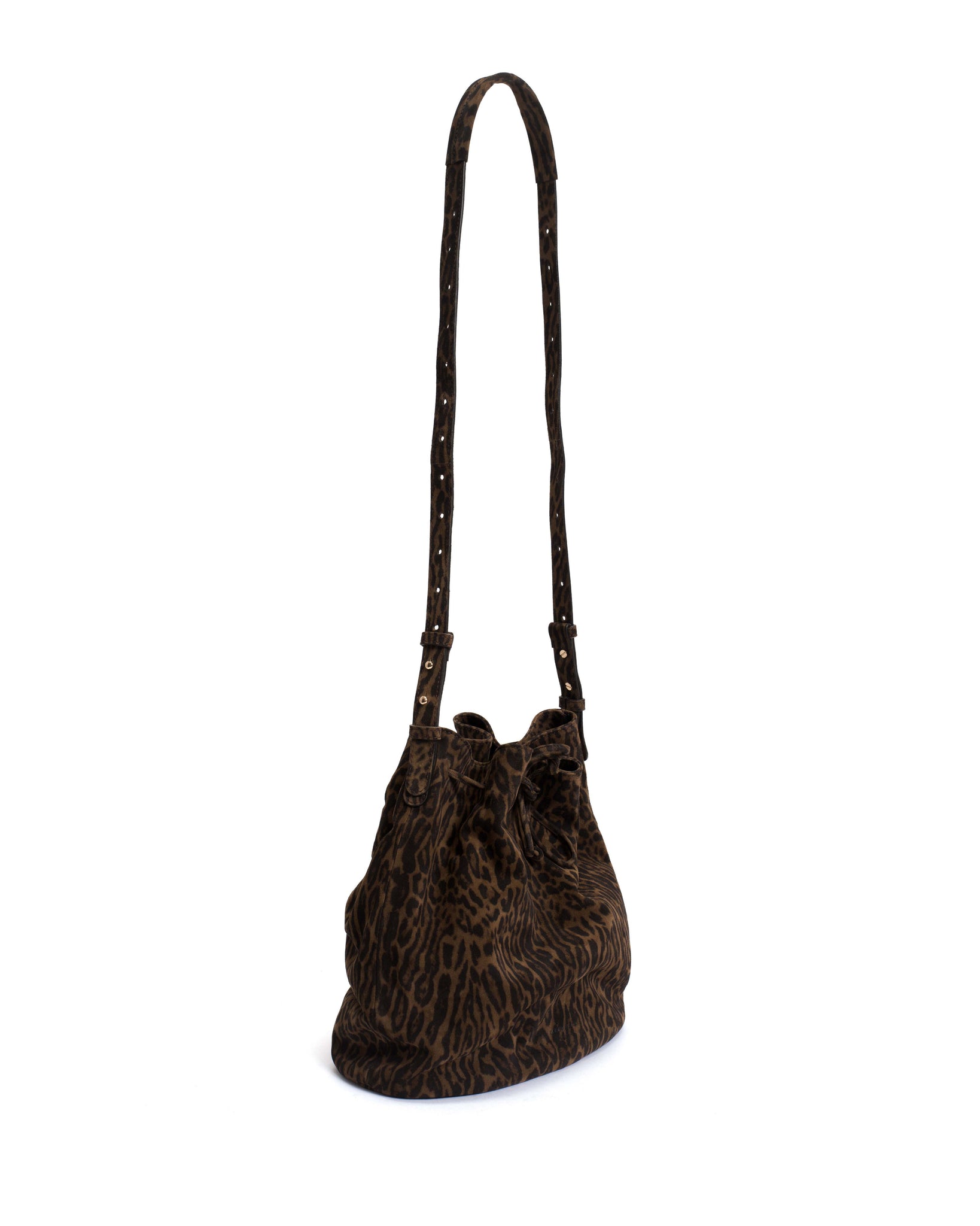 Kacey grand bucket bag Calf suede print Jaguar