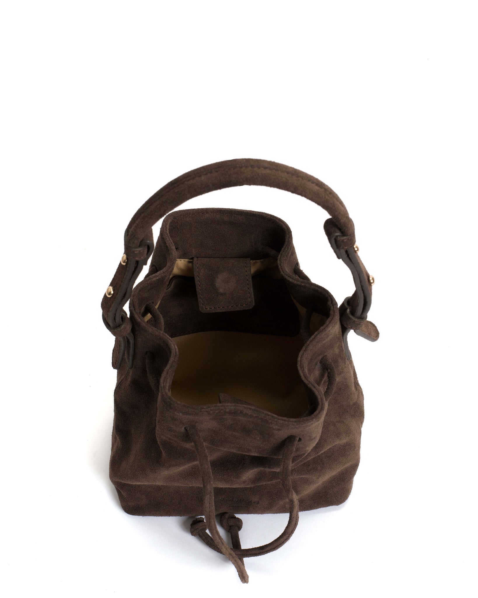 Kacey petite bucket bag Calf suede Coffee brown