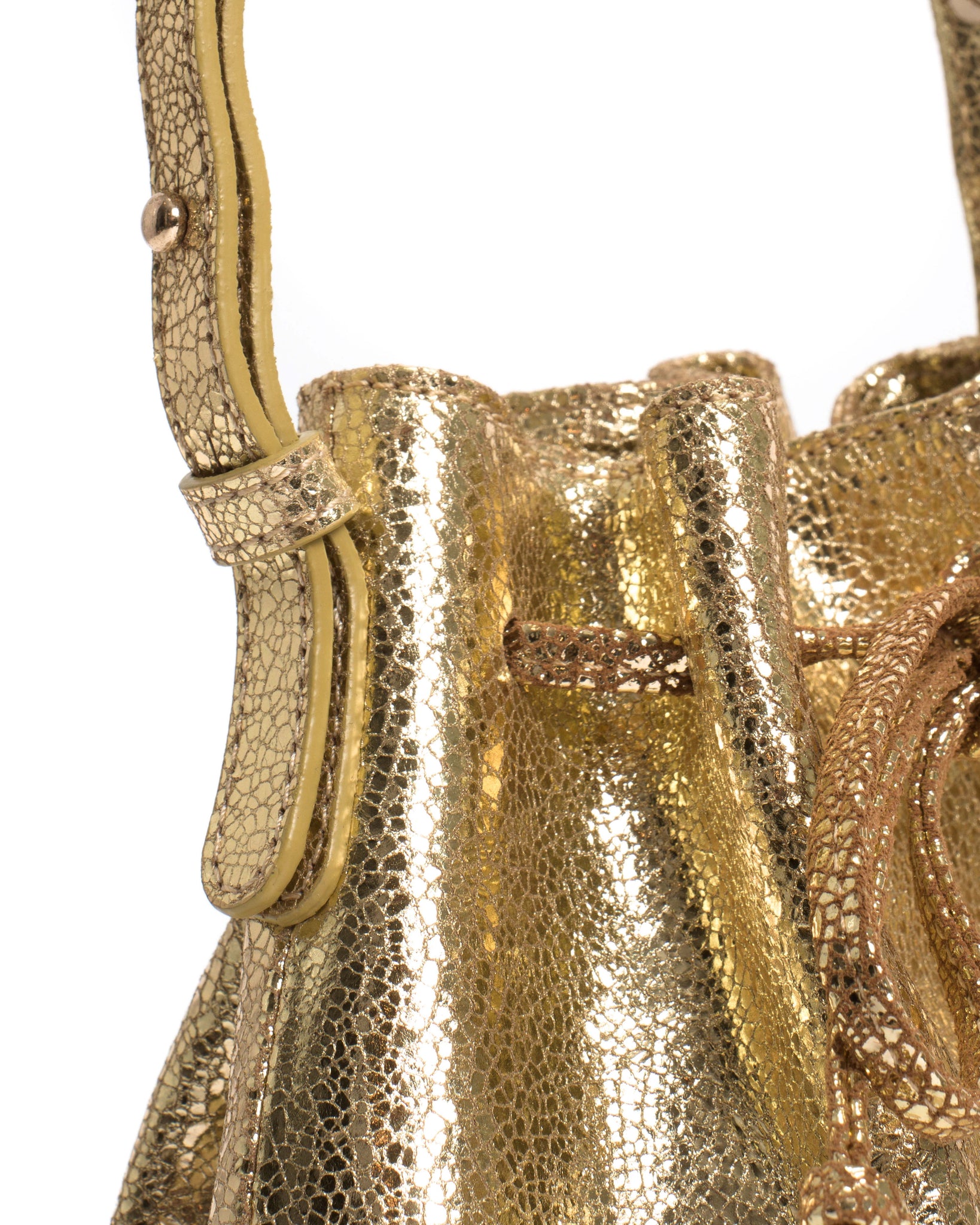 Kacey petite bucket bag Crackled metallic goat Gold