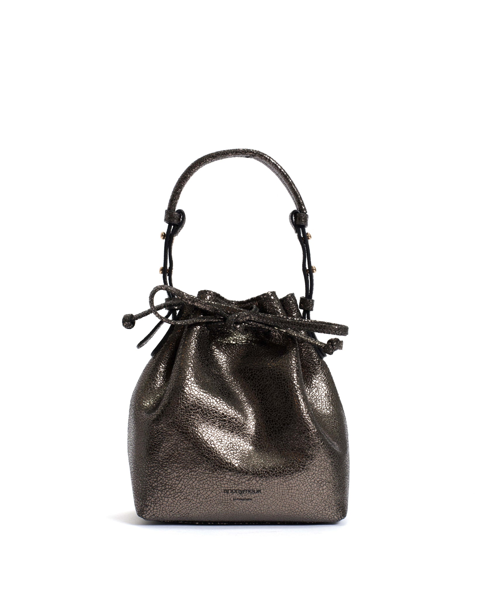 Kacey petite bucket bag Crackled metallic goat Platinum