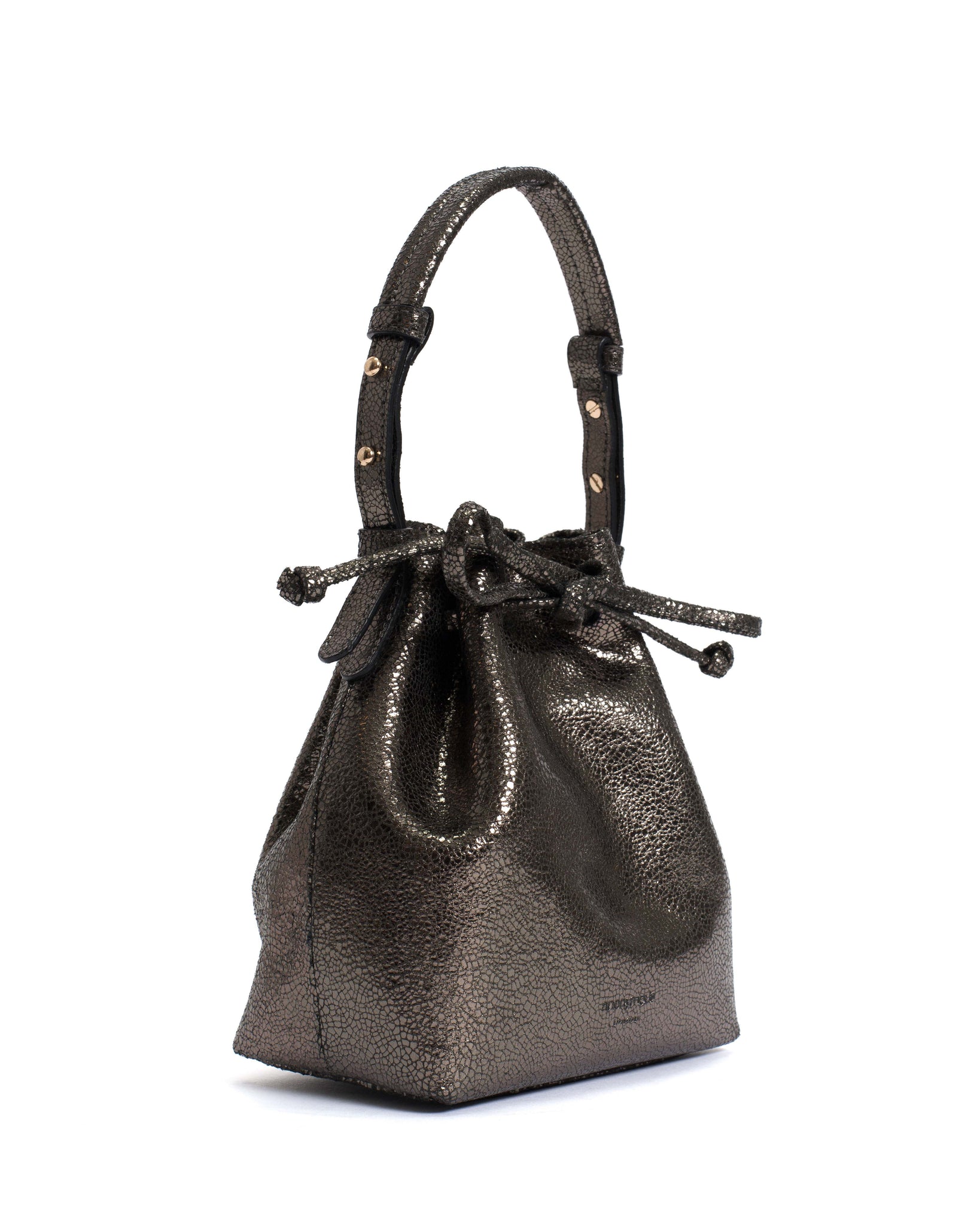 Kacey petite bucket bag Crackled metallic goat Platinum