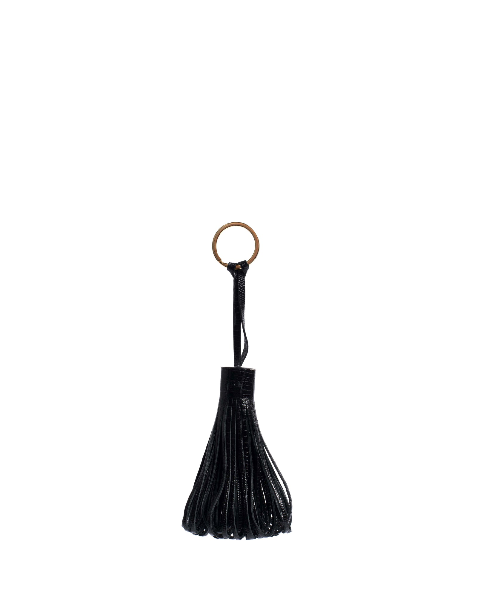 Katty fringe keyring Calf lizard Black