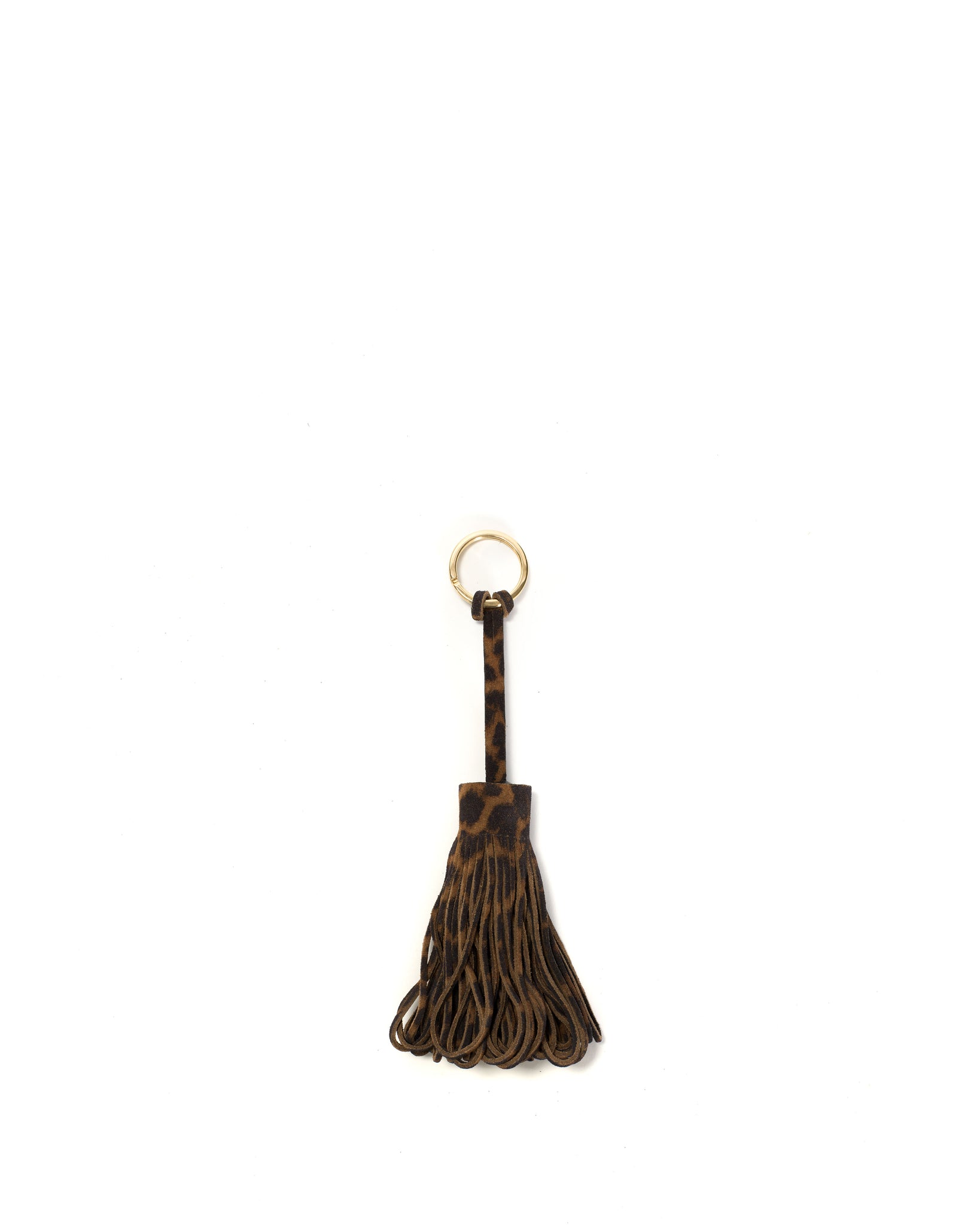 Katty fringe keyring Calf suede print Leopard