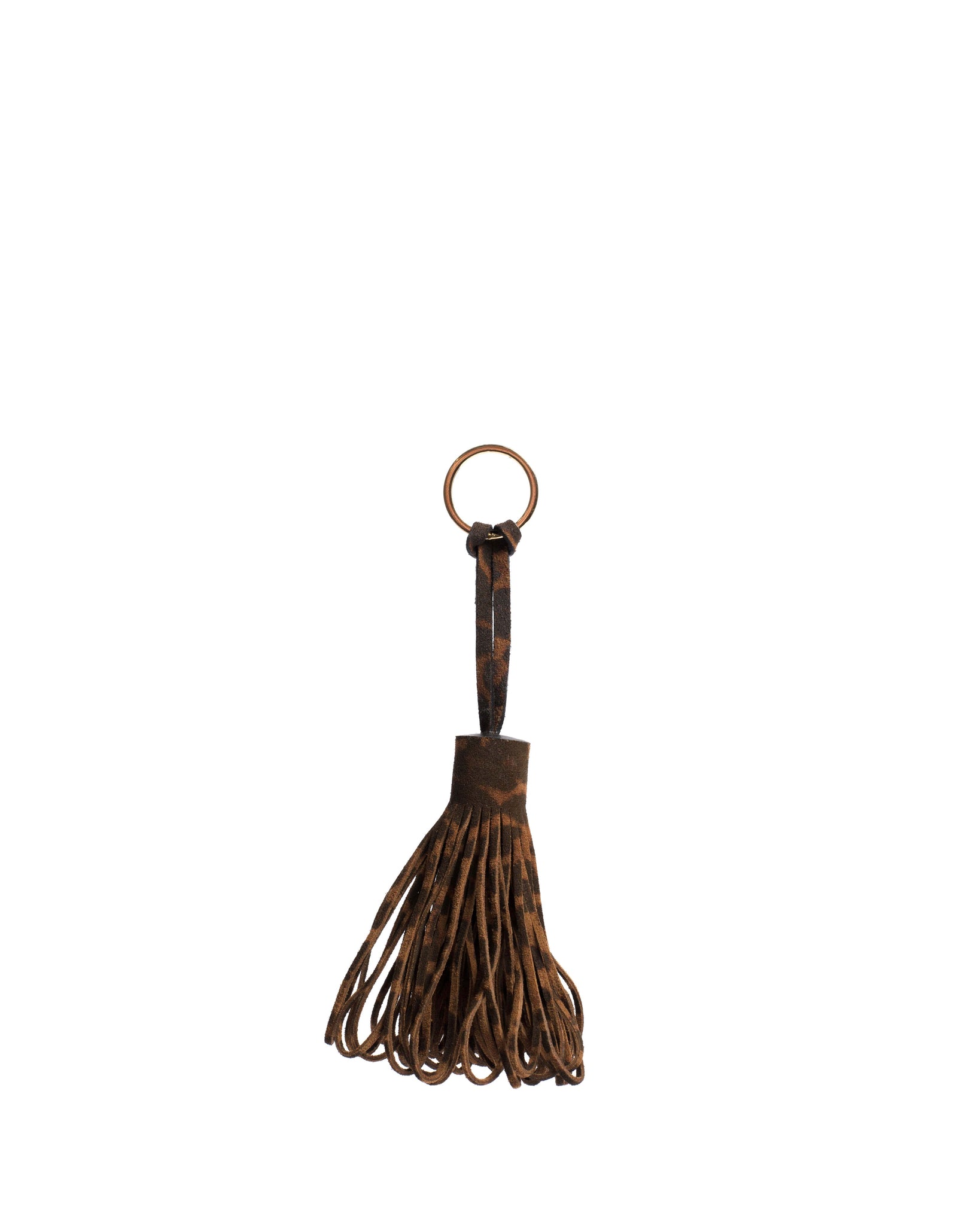 Katty fringe keyring Calf suede print Leopard