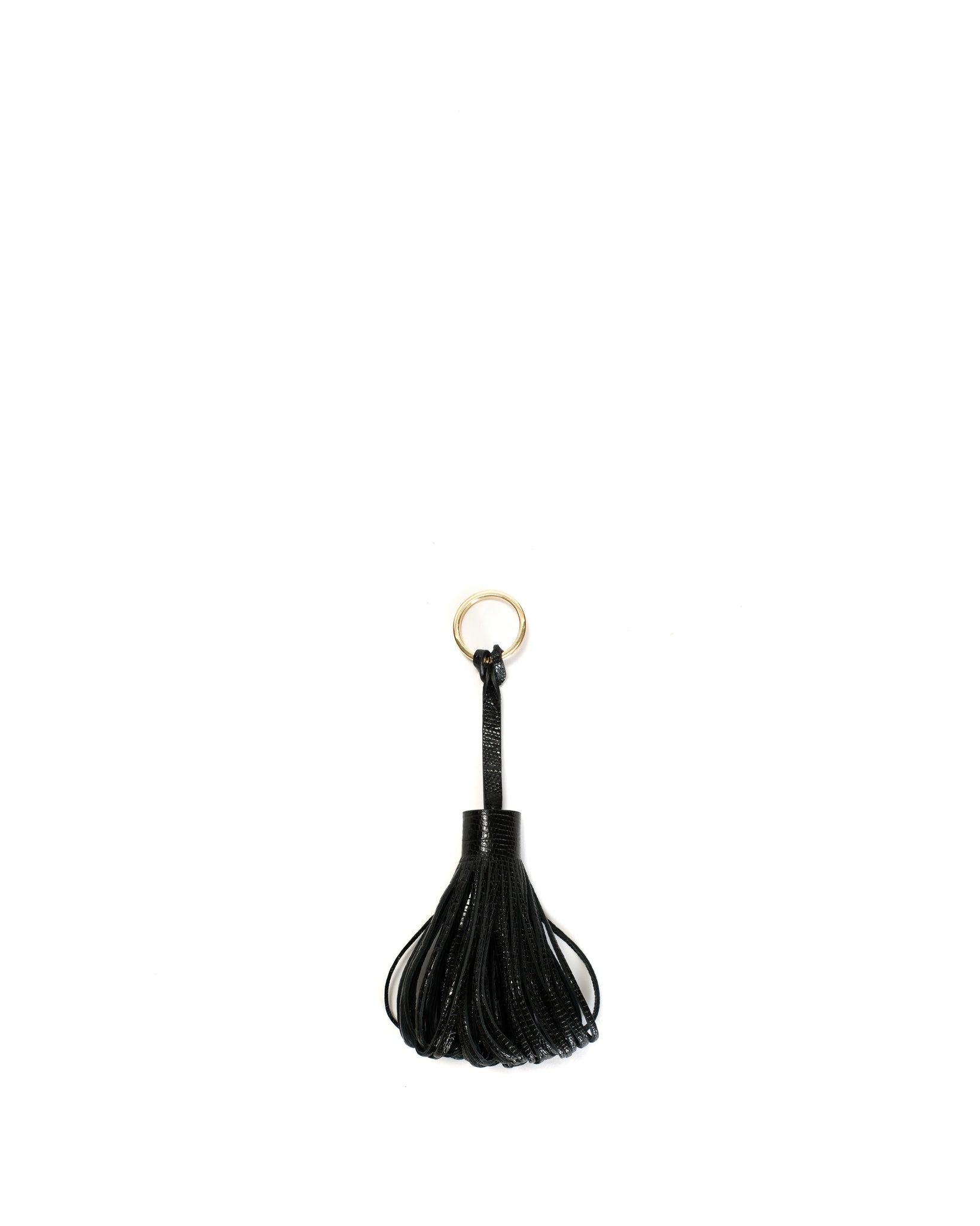 Katty fringe keyring Calf lizard Black