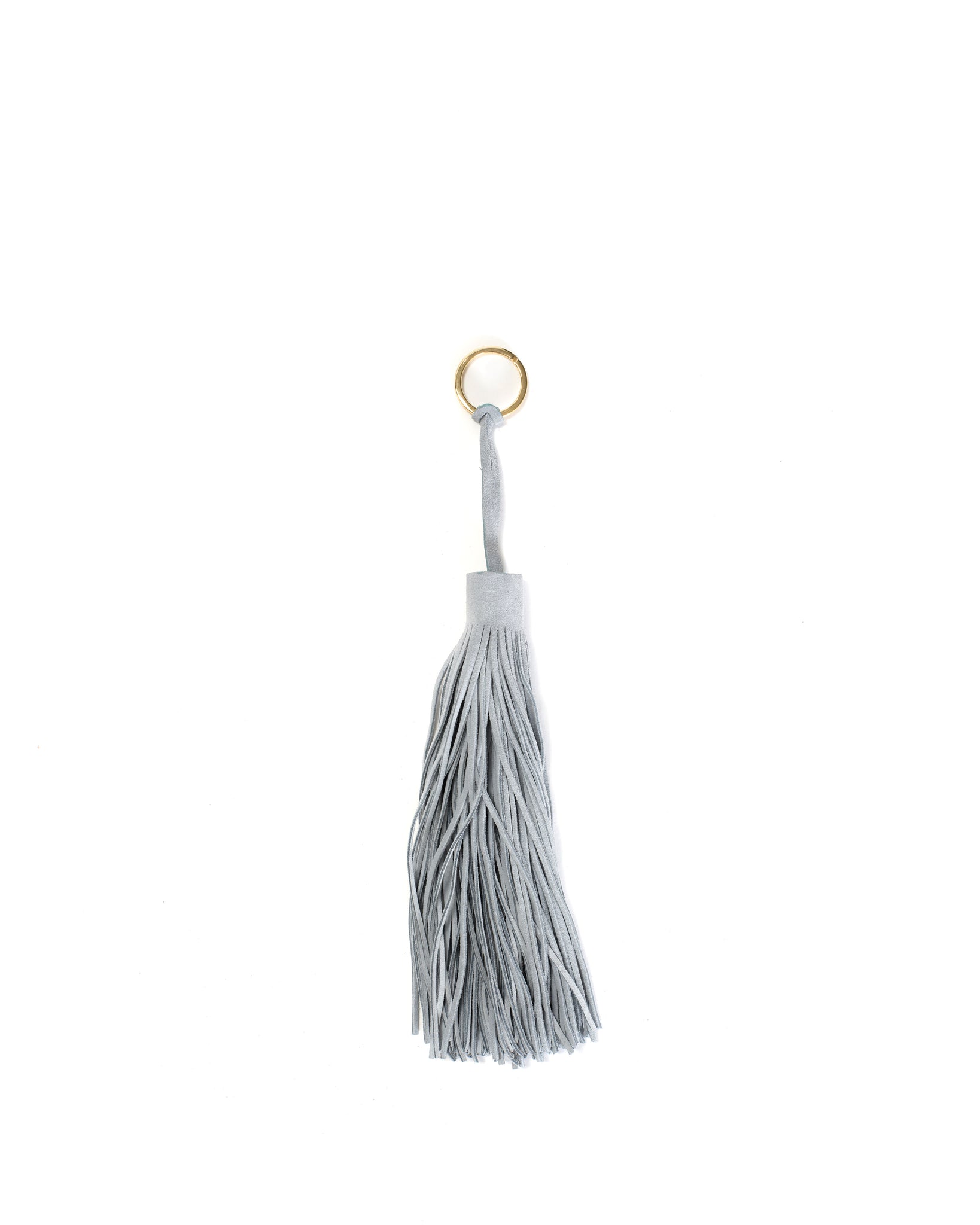 Langley fringe keyring Calf suede Lichen blue