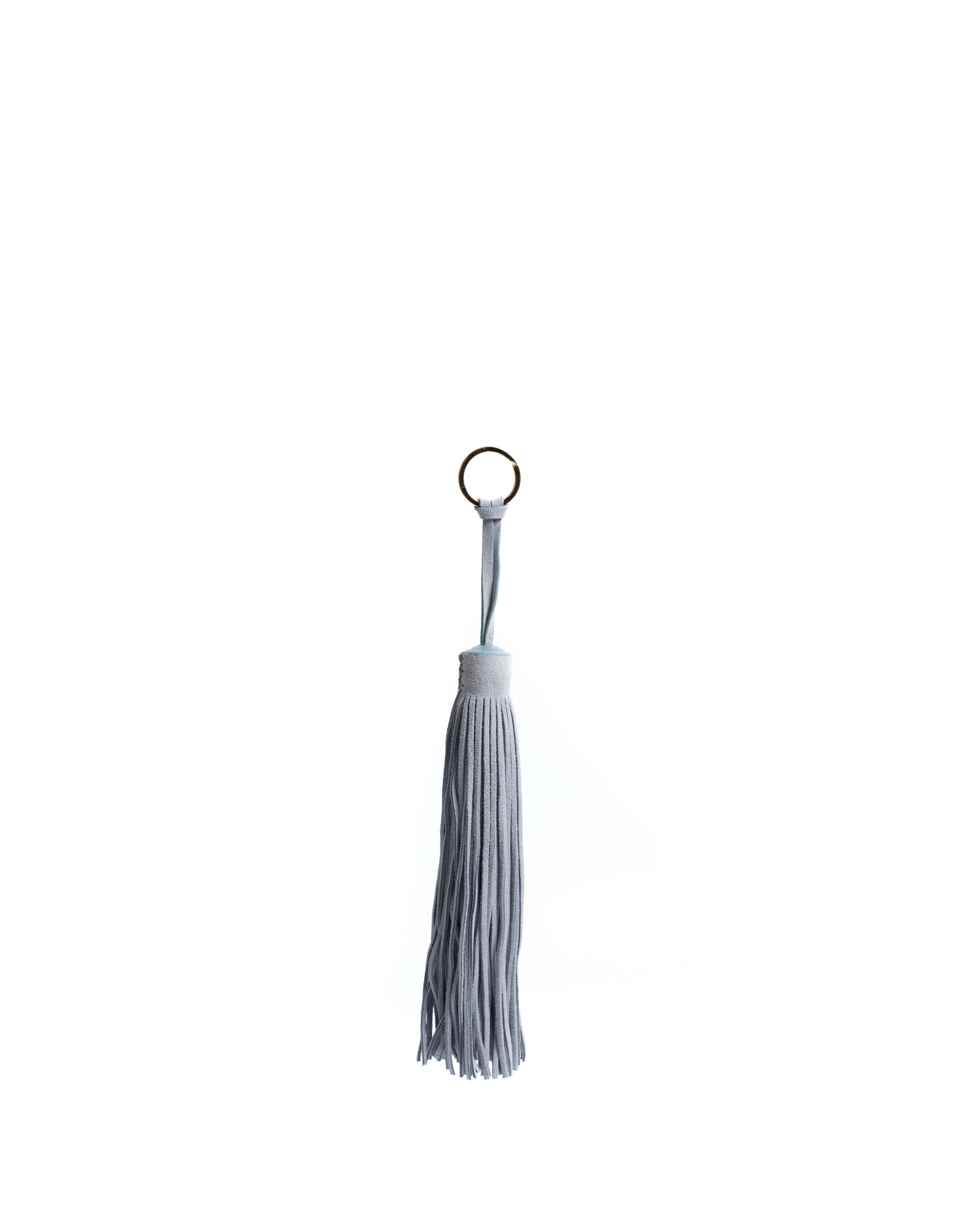 Langley fringe keyring Calf suede Lichen blue