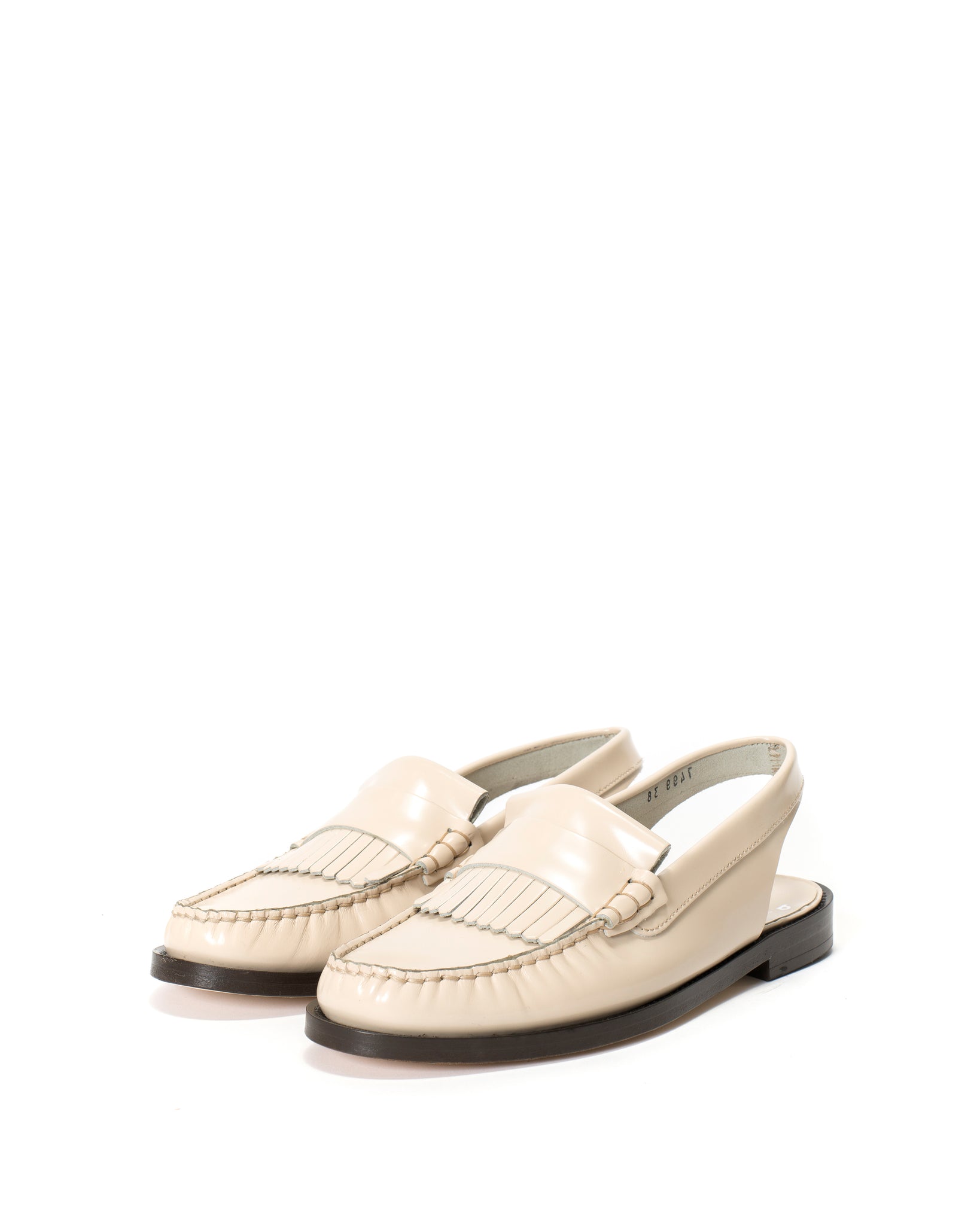 Dico Slingback Moccasin Loafer With Fringes Polido Bone white