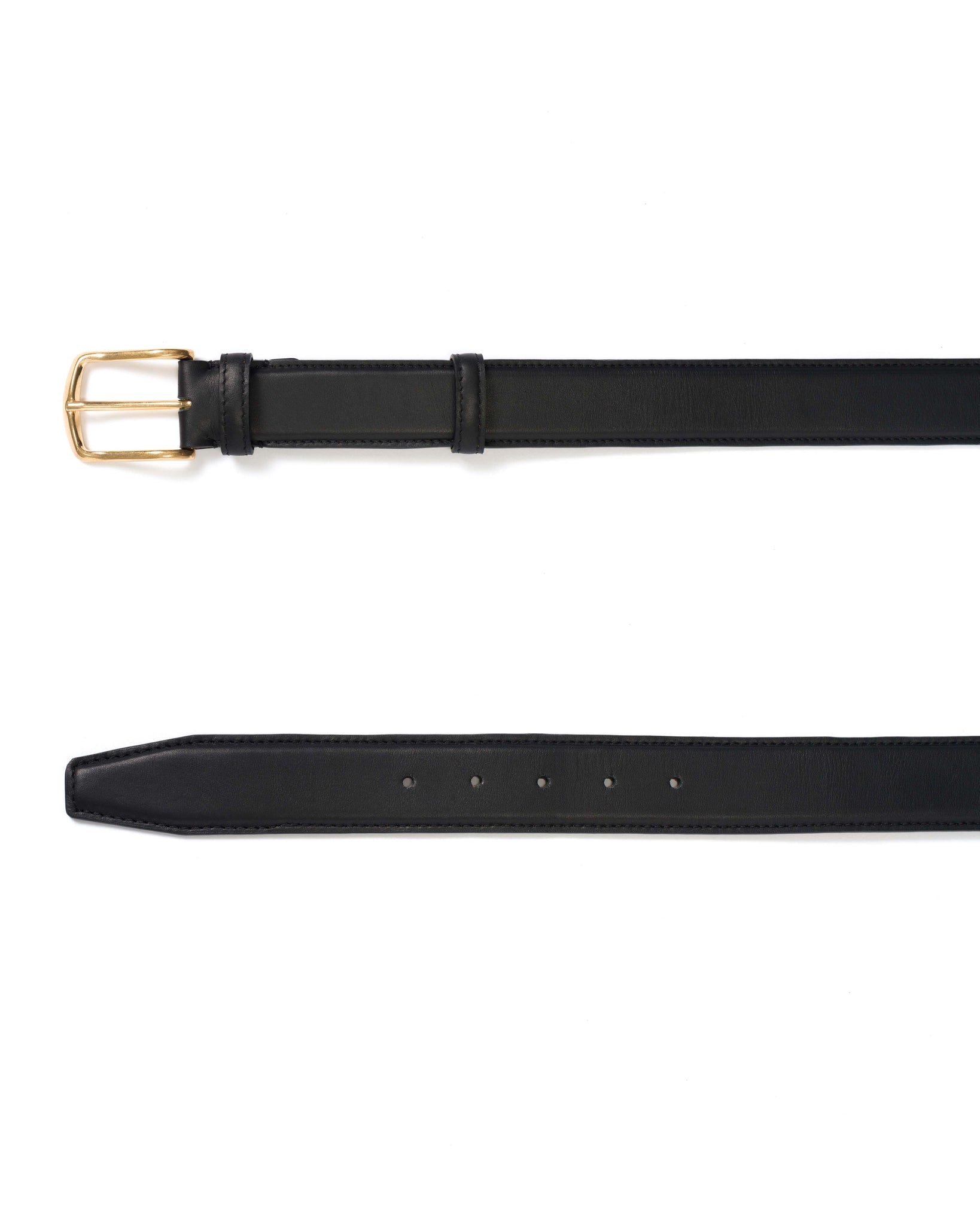 Quinn classic unisex leather belt Soft calf Black & gold buckle