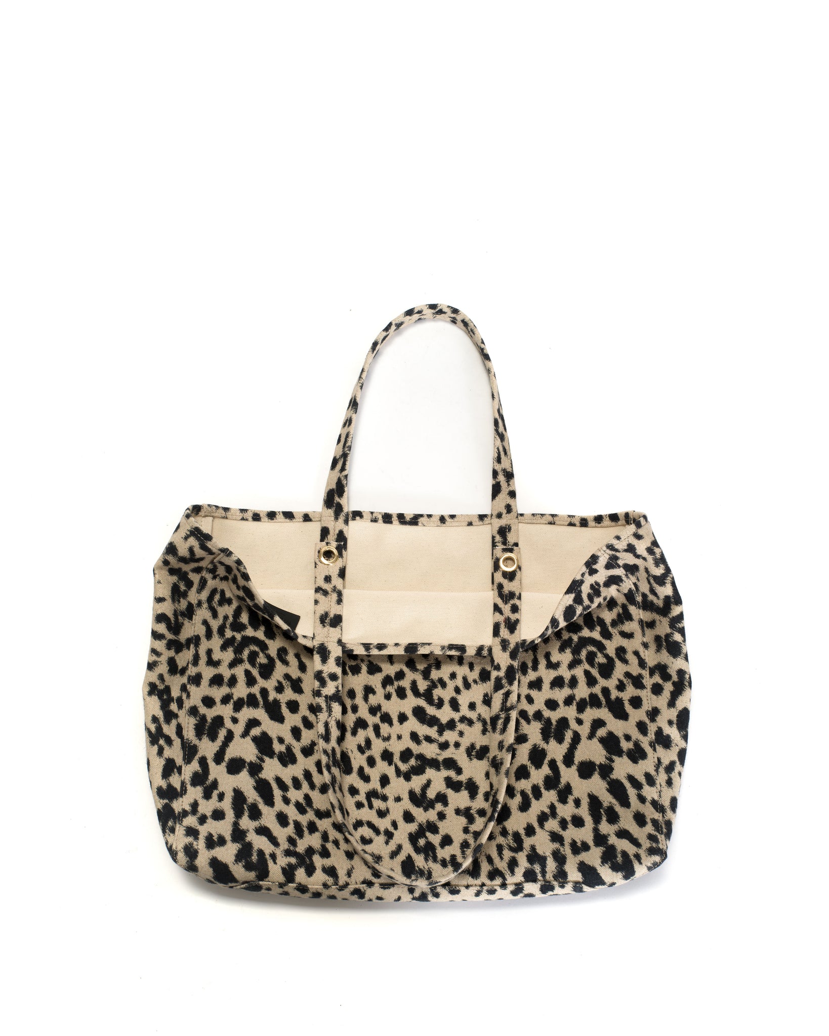 Ruba shopper Natural cotton-linen Leopard