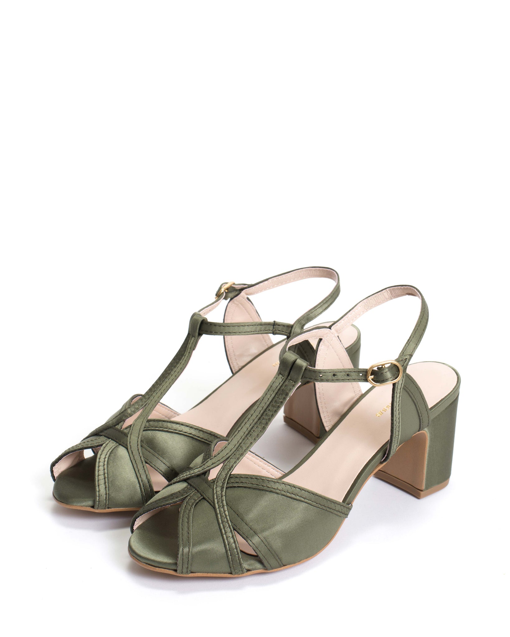 Therese 55 Antique satin vegan Olive green