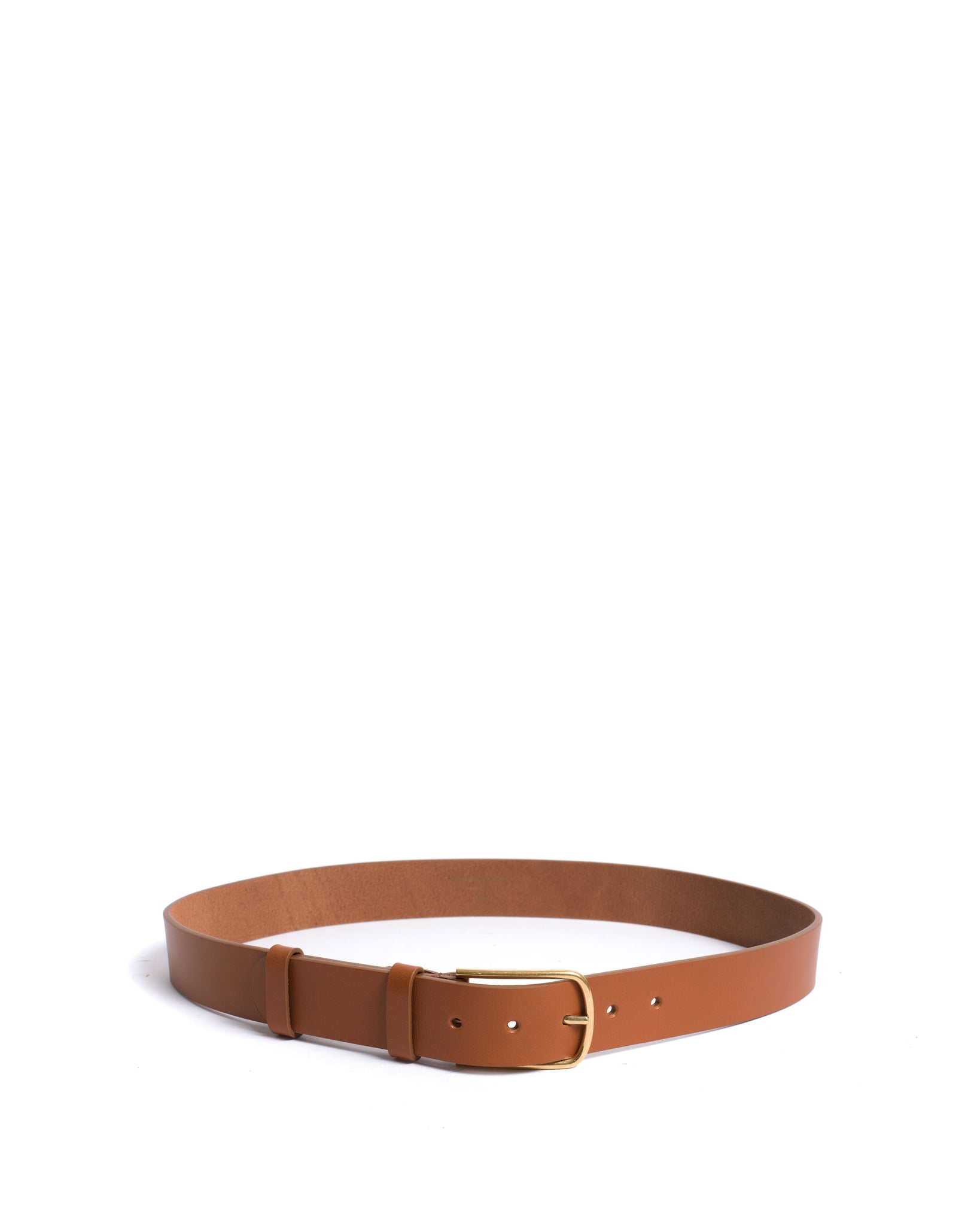 Whane simple unisex leather belt Vegetable tanned calf Caramel & gold buckle